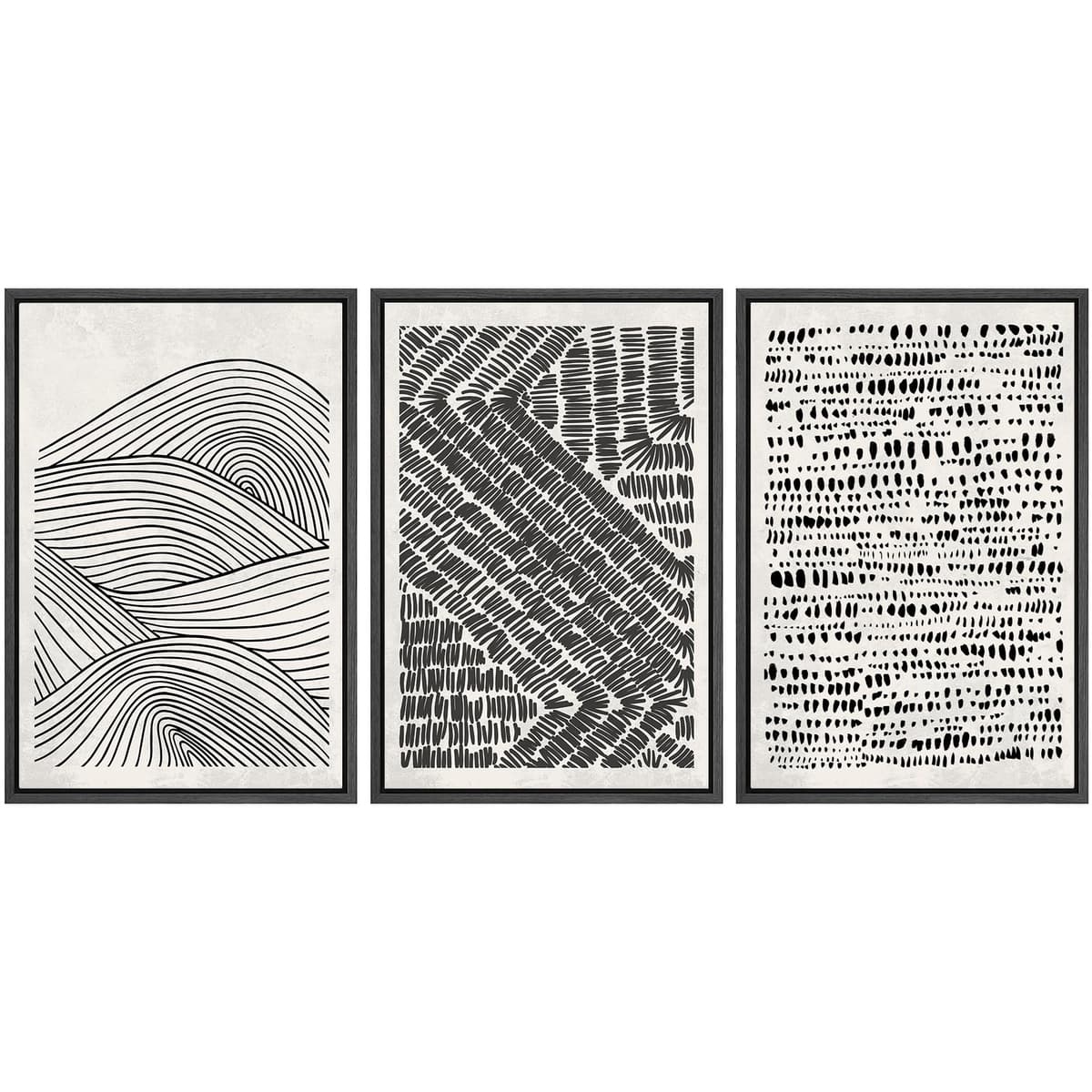 SIGNWIN Framed Canvas Print Wall Art Set Blue White Grunge Geometric Pattern Abstract Shapes Cozy Neutral Decorative Contemporary Minimal for Living Room, Bedroom, Office - 24"x36"x3 Natural — view 133