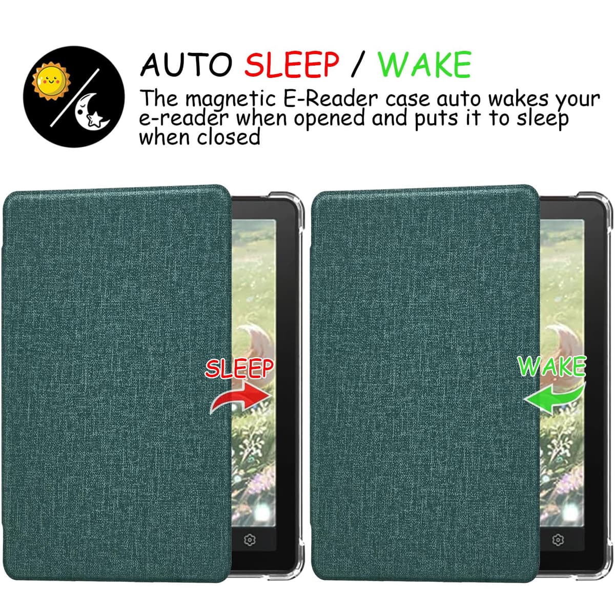 Transparent TPU Back Case for 6'' Bigme B6 Color/Bigme B6 Ultra-Thin Lightweight Enhanced Auto Sleep/Wake Cover with Thickened Corners, Magnetic Closure (Sage Green) — view 4