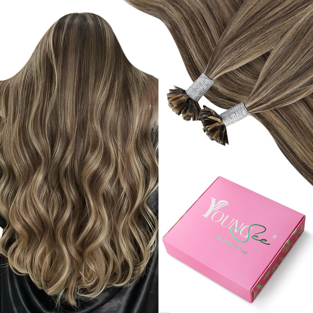 YoungSee Nano Hair Extensions Blonde 16inch Nano Beads Hair Extensions Warm Ash Blonde Highlight Bleach Blonde Nano Ring Hair Extension Highlight for School Soft Cold Fusion 50s 50g — view 22