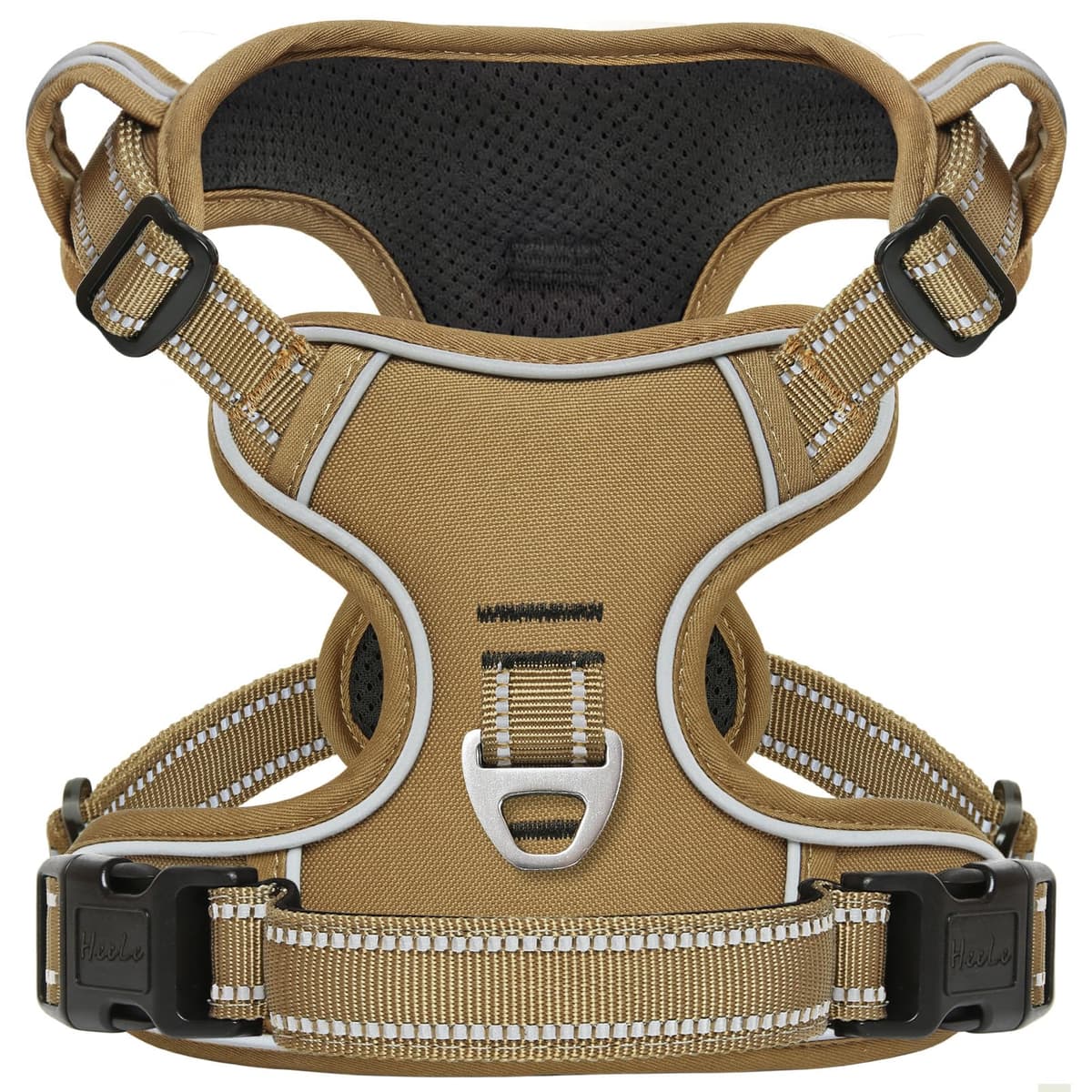 HEELE Arnés Reflectante para Perro, con Control de Mango Acolchado, 2 Anillos de Metal, arnés para Perros pequeños, medianos y Grandes, Flores-Negro, L — view 32
