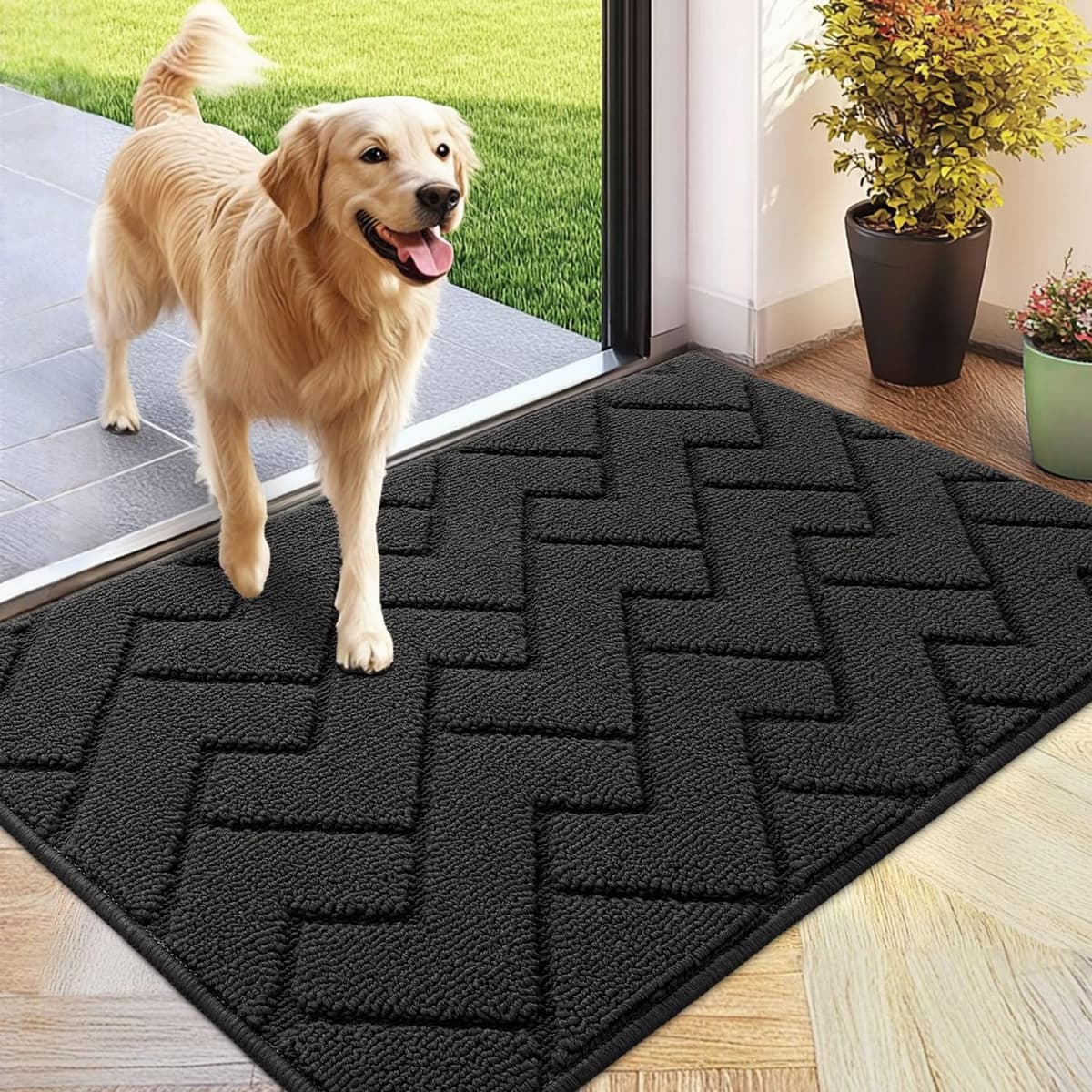 Biscpro Door Mats Indoor,Dirt Trapper Mat Absorbent Non-Slip Low Profile Doormat for Entrance,Inside, Kitchen,Front Door Mat Washable for Pets and Dogs— 50x80cm,Grey — view 59