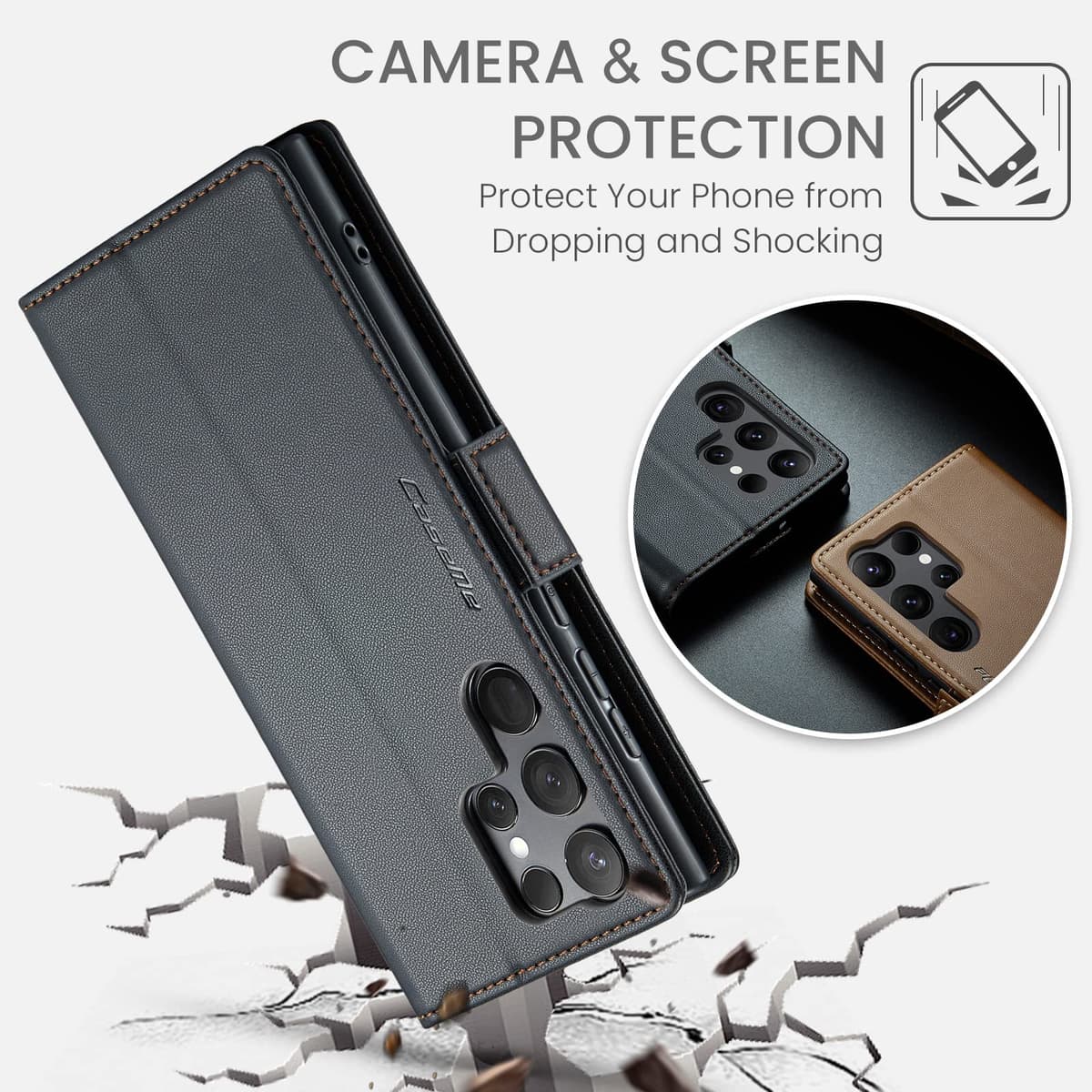 Cover for Samsung S23 Ultra Wallet Case with Card Holder, Kickstand RFID Blocking Magnetic Closure Shockproof Protective PU Leather for Samsung S23 Ultra Flip Case Wallet - Black — view 7