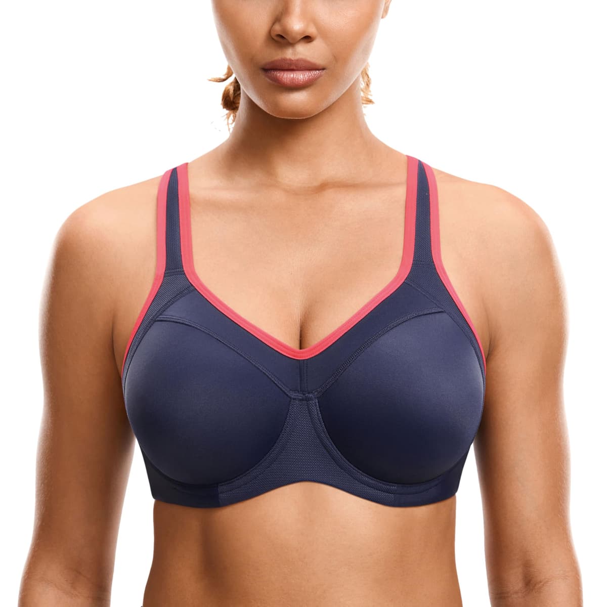 SYROKAN Women's High Impact Sports Bra Underwire Full Support Racerback Padded Running Bra — view 10