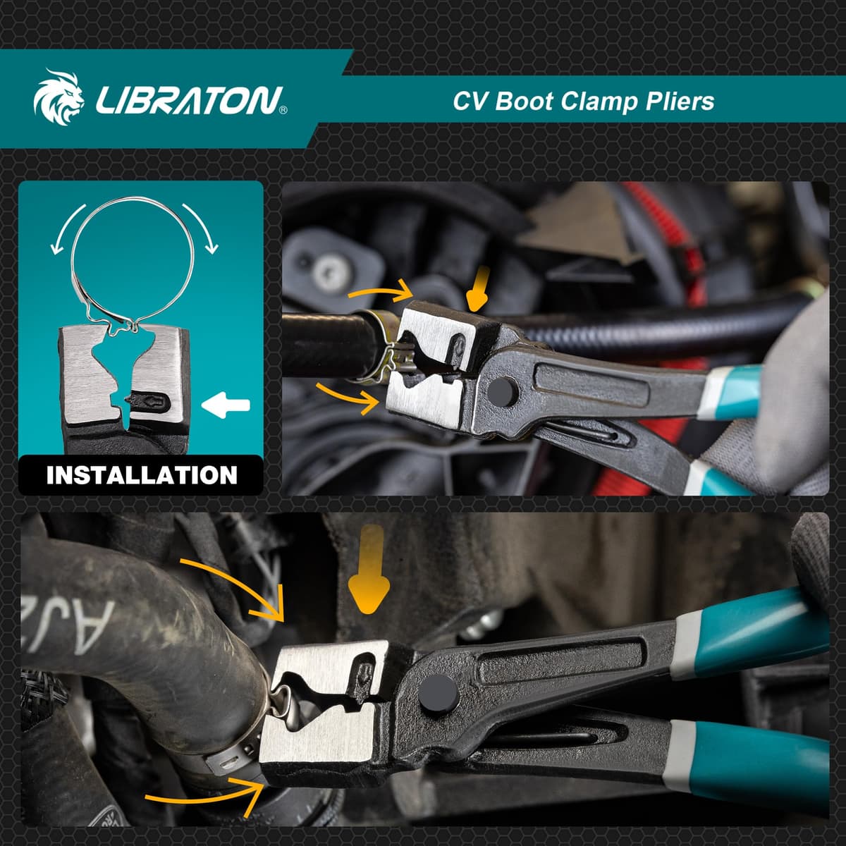LIBRATON Car Clamp Pliers, Click&Clic-R Hose Clamp Pliers, 180mm Spring Construction Pliers, Easy to Install and Remove, for Car Maintenance — view 9