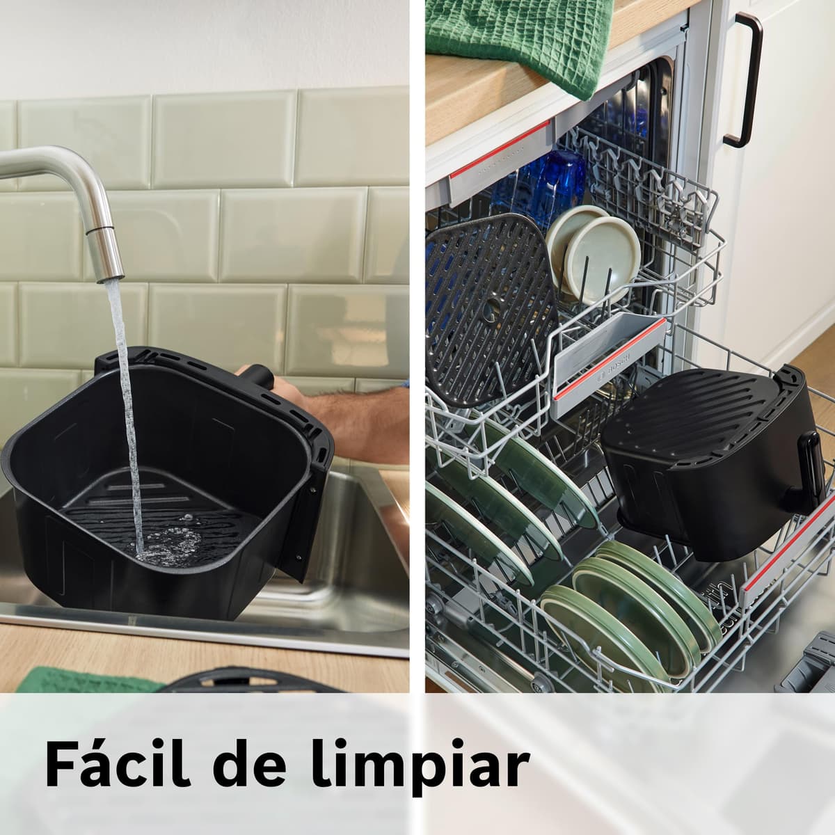 Bosch - Freidora de aire Serie 4 XL, capacidad de 6,1 L, 7 programas. Cocinado más rápido, Negro, MAF462B0, Air Fryer — view 6
