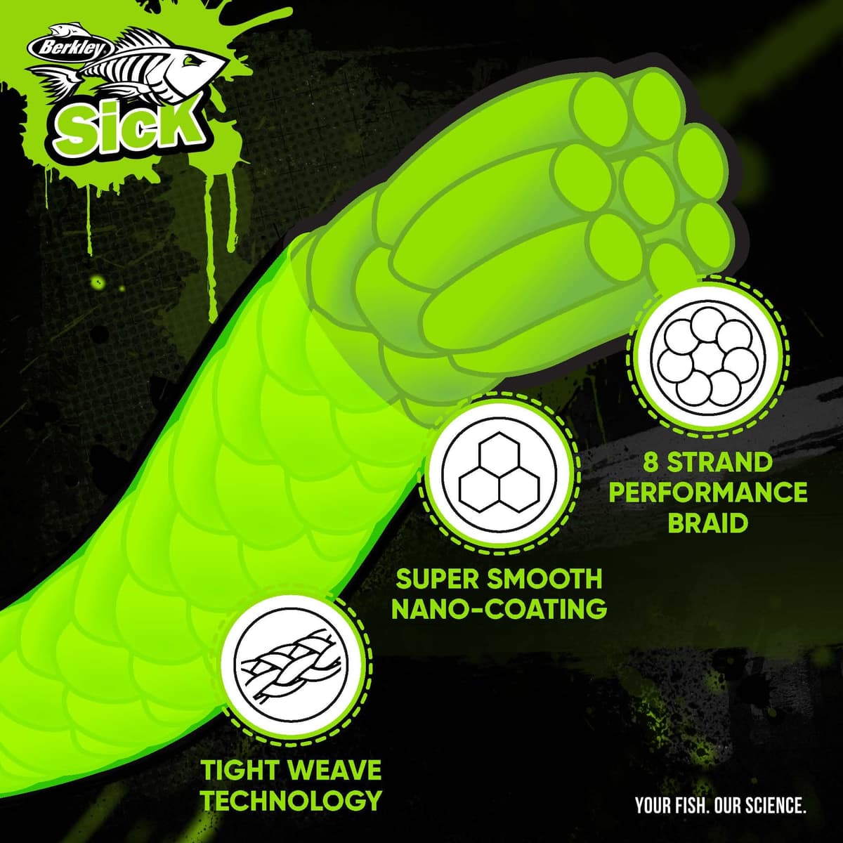 Berkley Sick Braid - Línea de pesca trenzada de 8 hebras, súper suave, 8 portadores, multifilamento, trenza de polietileno, líneas de pesca de depredador de 150/300 m para pesca en agua dulce y salada — view 7