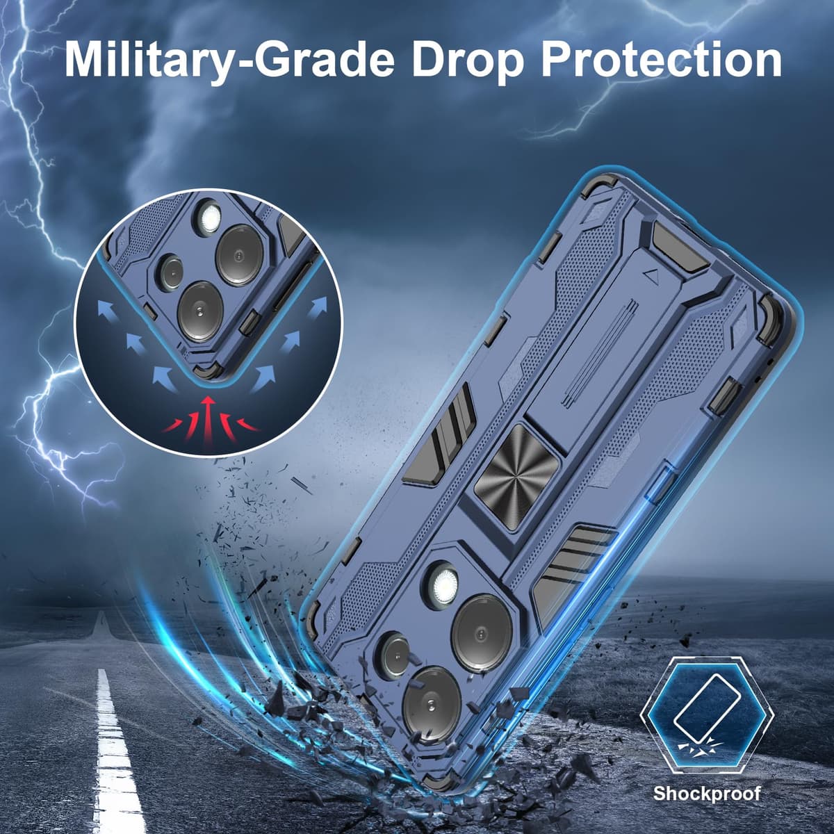 Funda para CMF Phone 2 Pro, Carcasa Antigolpes con Soporte anular metálico, Case Protectora de Grado Militar, Negro — view 1264