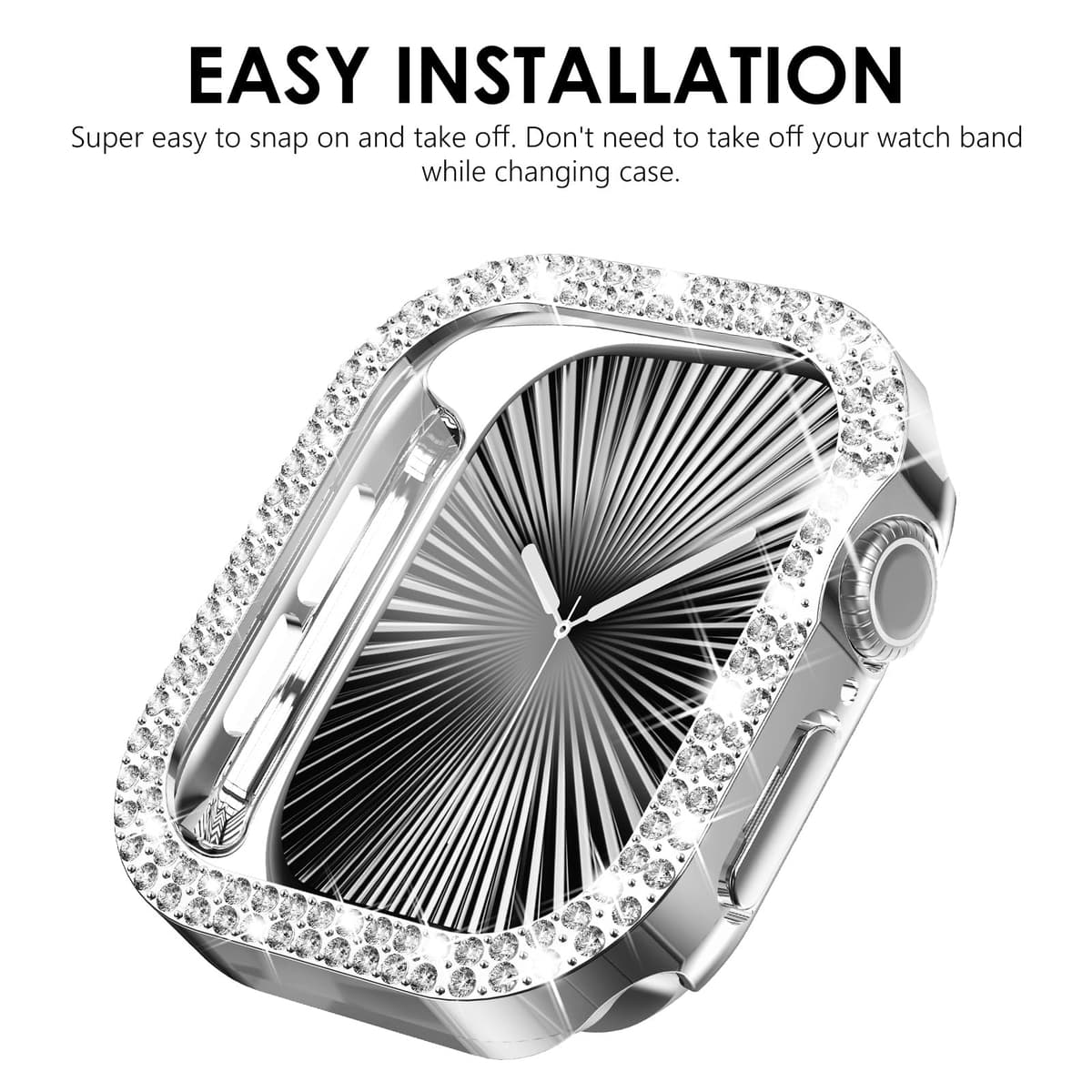 NewWays 2 Pack Compatible with Apple Watch Series 11/10 42mm Case Built-in Screen Protector,Women Diamond Bling Cases for iWatch Series 11/10 42mm,Silver/Clear — view 6