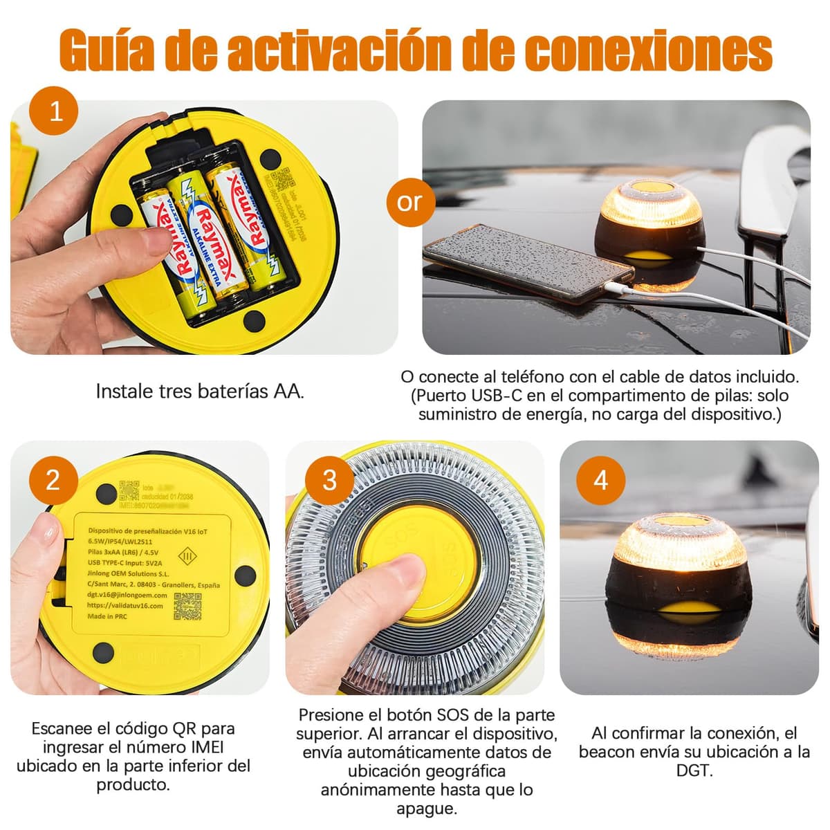 Beacon V16 Approved DGT with Geolocation Emergency Light V-16 Connected DGT 3.0 with SIM and Data up to 2038 (S-1PCS) — view 6