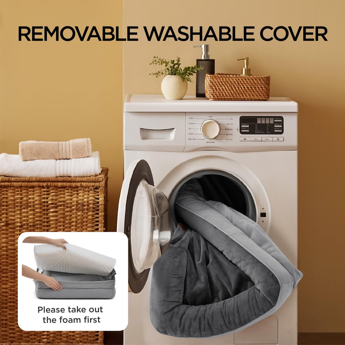 Bedsure Sofá Perro Ortopédica Extra Grande - Cama Perro Viscoelastica y Lavable, Colchon Perro con Funda Desenfundable y Forro Impermeable, Gris, XL — view 5