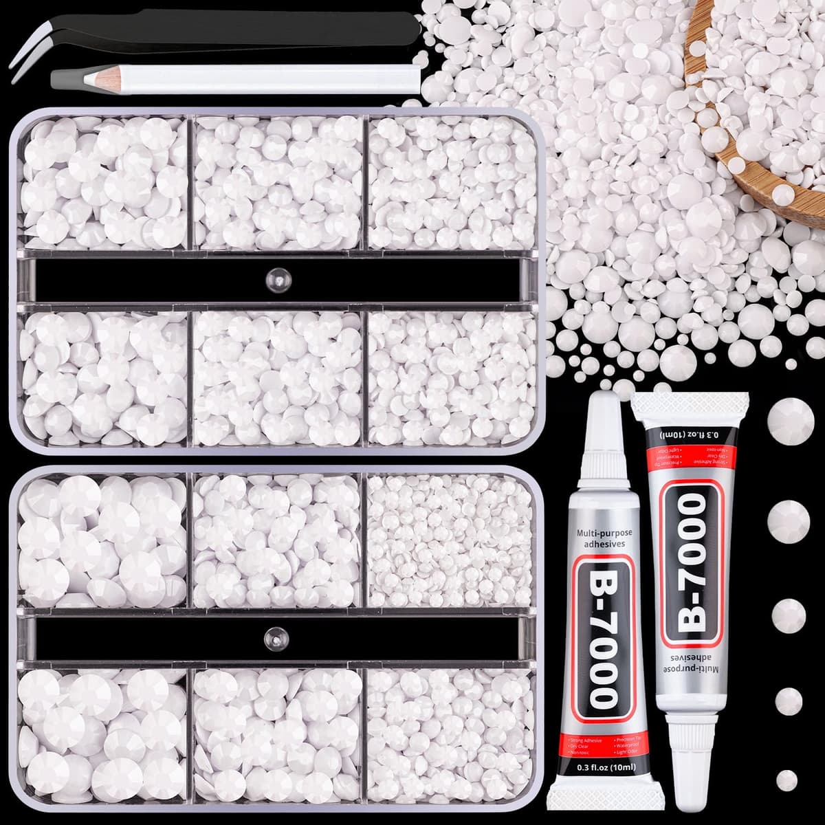 Resin Jelly Rhinestones for Crafting with B7000 Jewelry Glue, 2 Boxes Gold Flatback Crystals with 2Pcs 10ml Glue, Bedazzling Non Hotfix Gems for DIY Tumblers Clothing Shoes Manicure — view 23