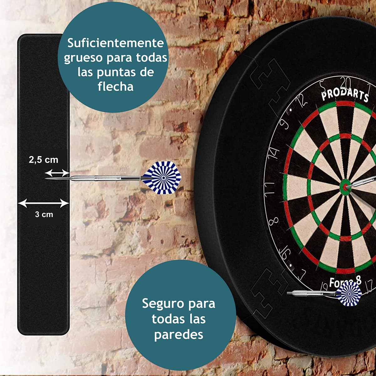 ProDarts Marco para Diana De Dardos Universal - Dianas - Recogedor De Dardos Anillo Rojo - Borde Estable Protección De Pared para Diana Sin Montaje Adicional - Aspecto Profesional — view 4