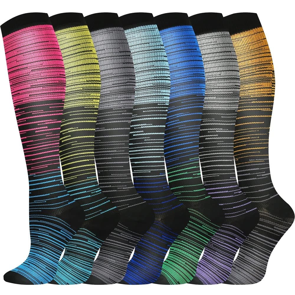 Pnosnesy Compression Socks, (2/4/6/7 Pairs) for Men & Women 15-20 mmHg is Best for Athletics, Running, Flight Travel, Support — view 11