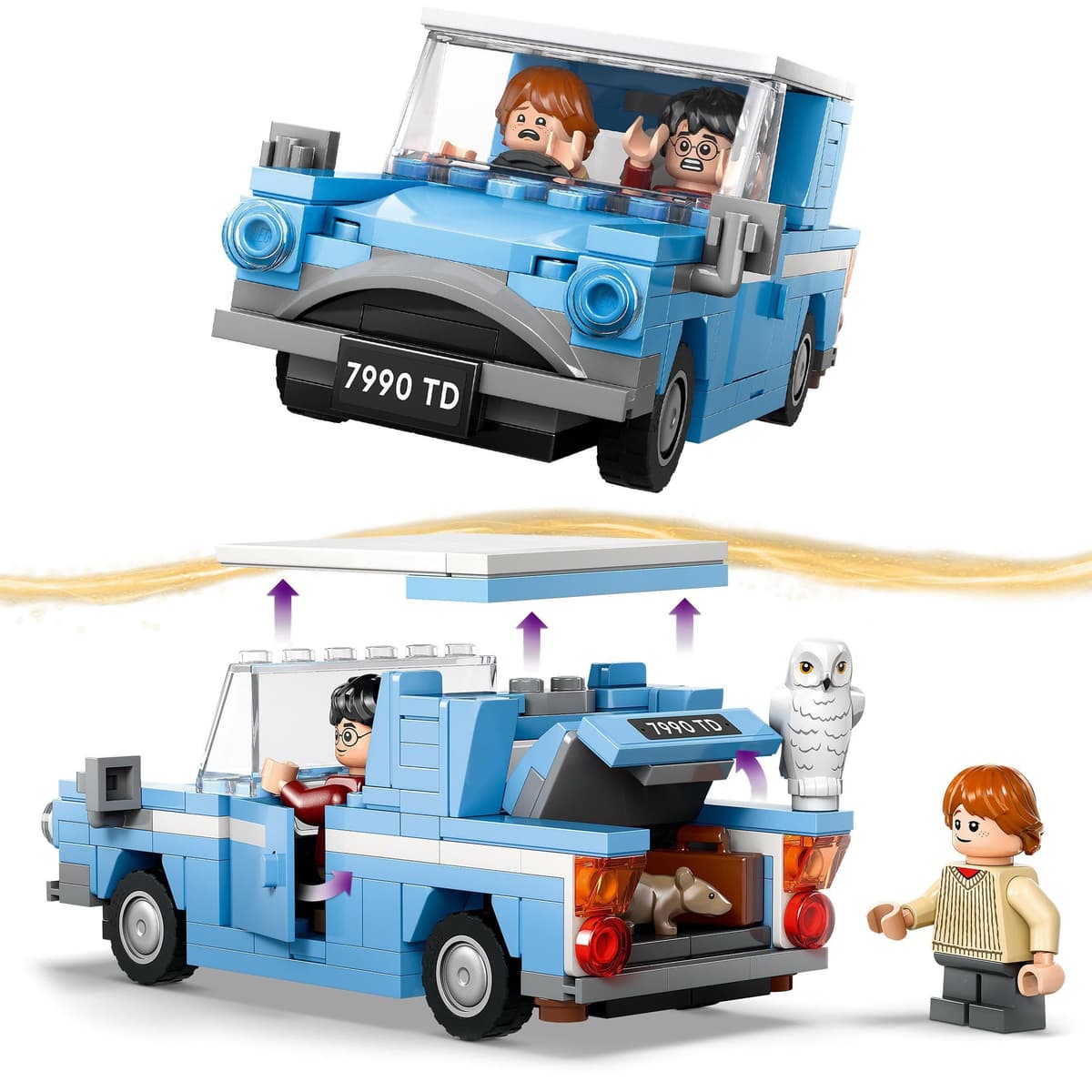 LEGO Harry Potter Ford Anglia Volador de Juguete de Fantasía, Juego de Aventuras con Coche de la Familia Weasley, Regalo para Niños, Niñas y Fans de 7 Años o Más, 2 Minifiguras de Personajes 76424 — view 3