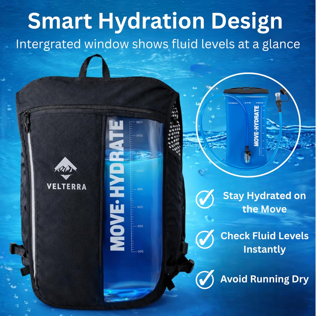 Running Vest with 1.5L Hydration Bladder – Lightweight Hydration Backpack for Men & Women – Visible Water Level Window – Reflective, Adjustable, Trail & Marathon Ready — view 2