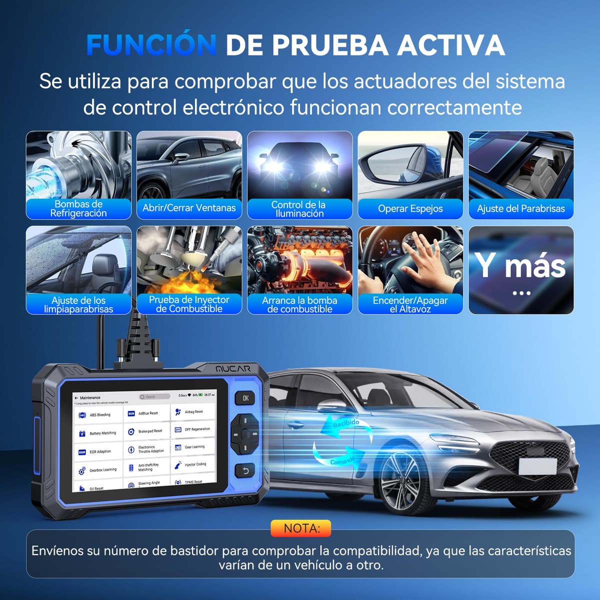 OBD2 Diagnosis, mucar 632 Diagnosis 4 System Multibrand Car (ECM/TCM/SRS/ABS), Car Diagnosis with 15 Reset Functions/Auto Vin/Active Test-Free Update — view 5