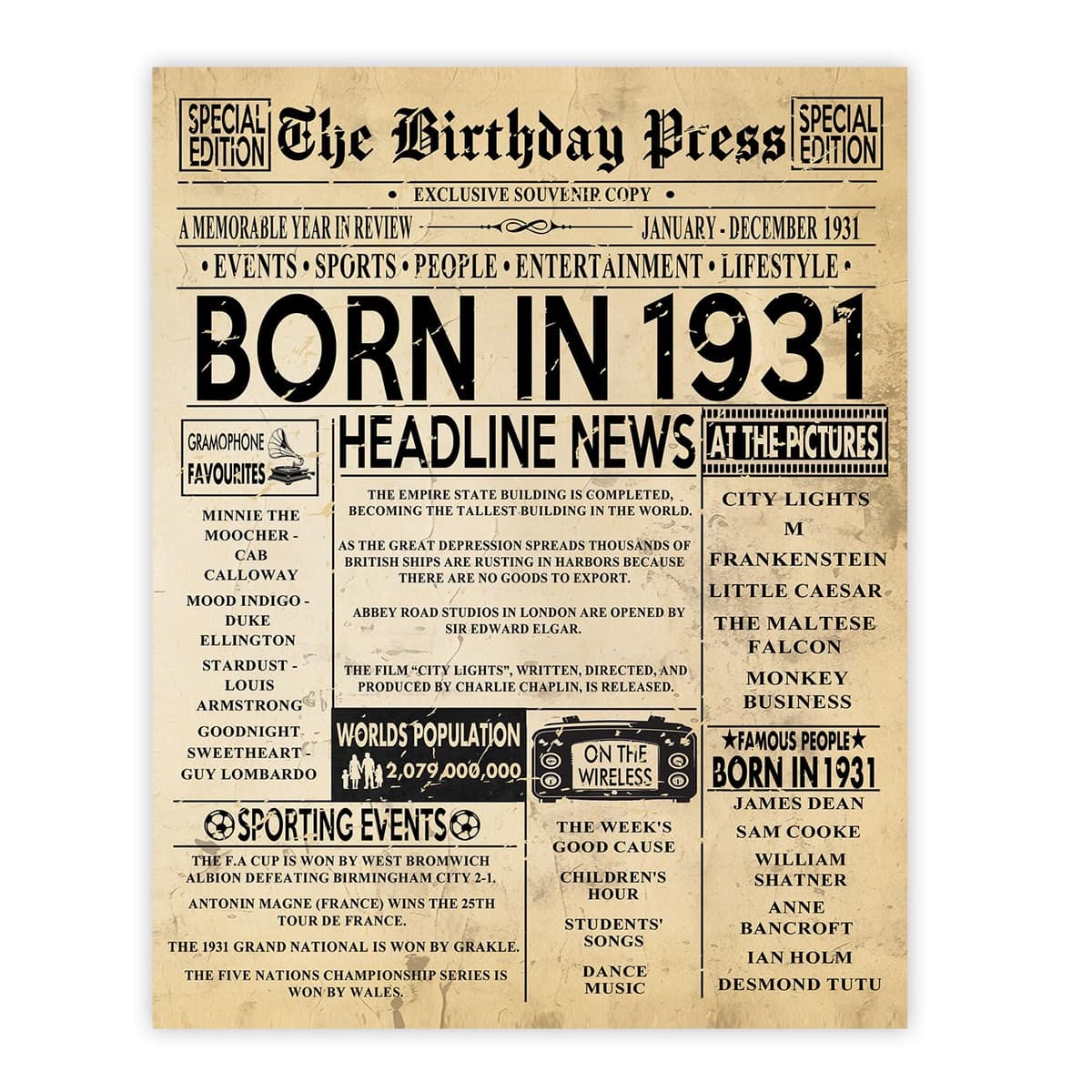 Stuff4 50th Birthday Poster Unframed - Born In 1976 Vintage Newspaper - Happy 50th Birthday Gifts for Women Men Retro Back In 1976, 8x10 Inch Decor Decoration Bday Party — view 8