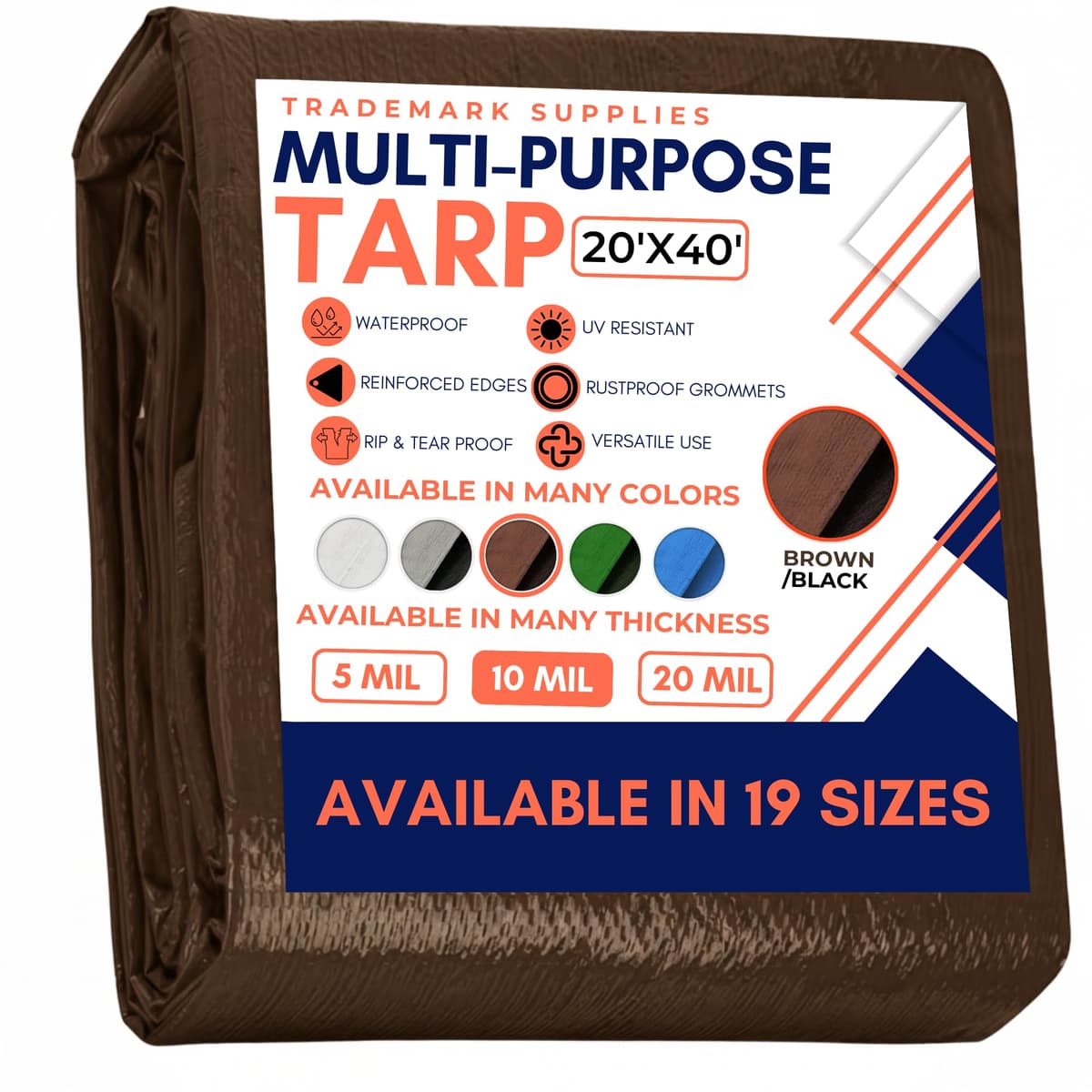 Large Waterproof Tarp- Heavy Duty Thick Poly Tarpaulin Ideal for Canopy Tents, Boats, RV or Pool Covers- Multipurpose Protective Tarps with Grommets for Indoor and Outdoor Use — view 58