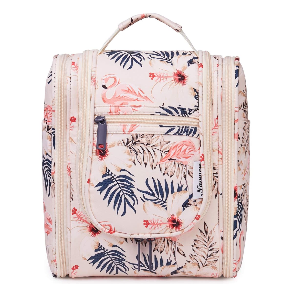 Narwey Hanging Toiletry Bag for Women Travel Makeup Bag Organizer Toiletries Bag for Cosmetics Essentials Accessories (Large, Little Blue Flower) — view 9