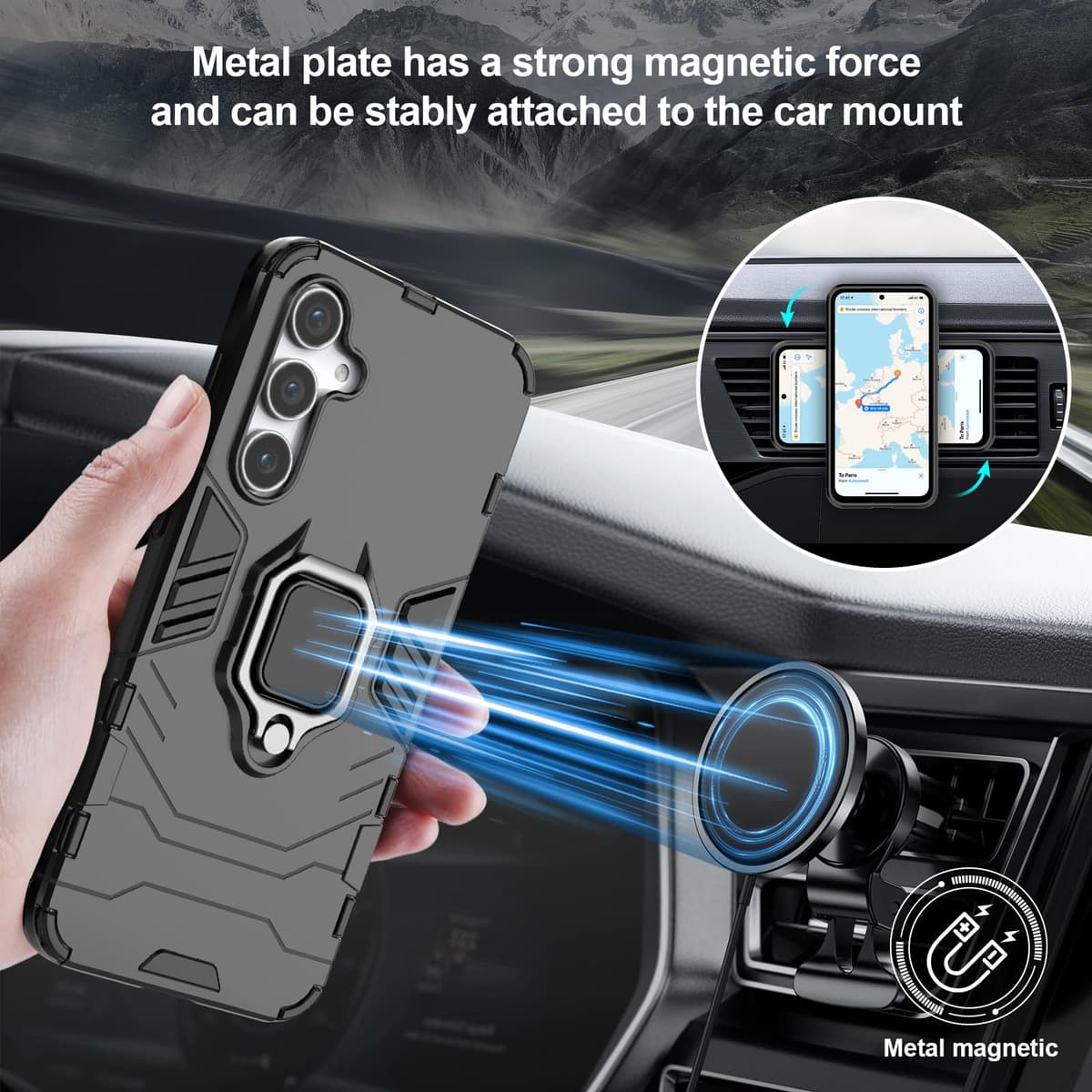 Funda para CMF Phone 2 Pro, Carcasa Antigolpes con Soporte anular metálico, Case Protectora de Grado Militar, Negro — view 305