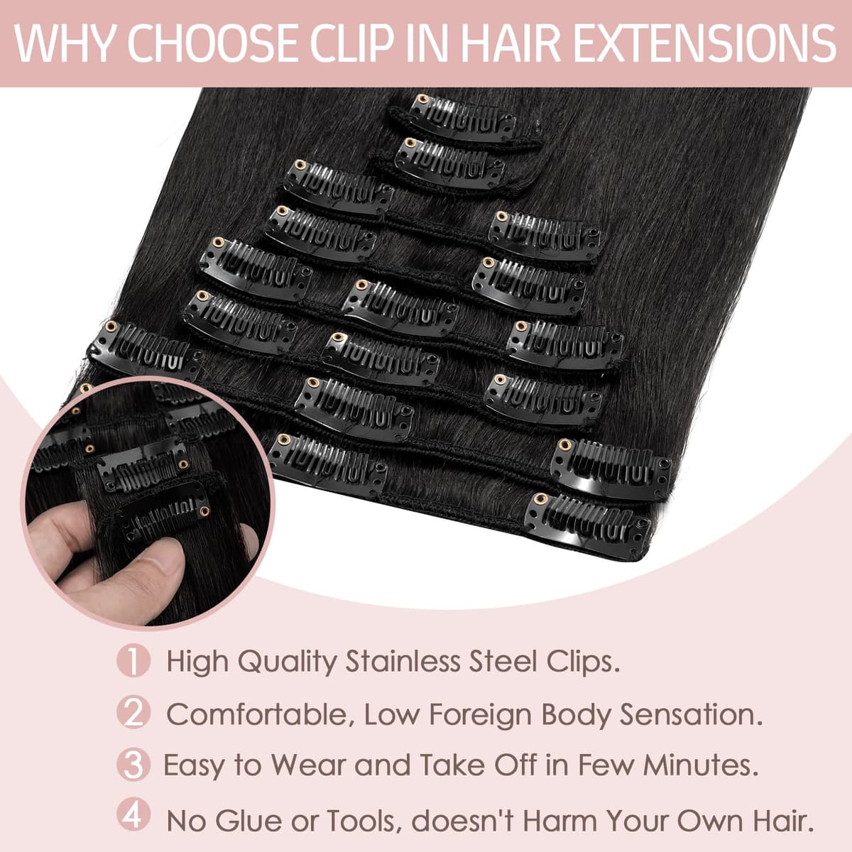 Silk-co 10inch Hair Extensions Clip in Hair Extension Human Hair #04 Medium Brown -Basic Thickness-Thin Weft- 8 Pieces Real Remy Straight Hair Extensions[50g] — view 113