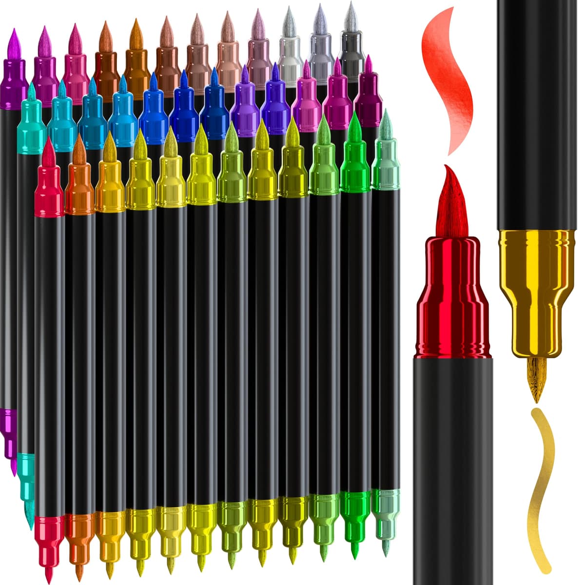 ARTISTRO 5 Black Acrylic Paint Pens – Dual Tip (Brush & Fine) Markers for Fabric, Canvas, Rock, Glass, Wood – Calligraphy, Scrapbook Supplies DIY & Gift for Kids, Teens - Art Set — view 15