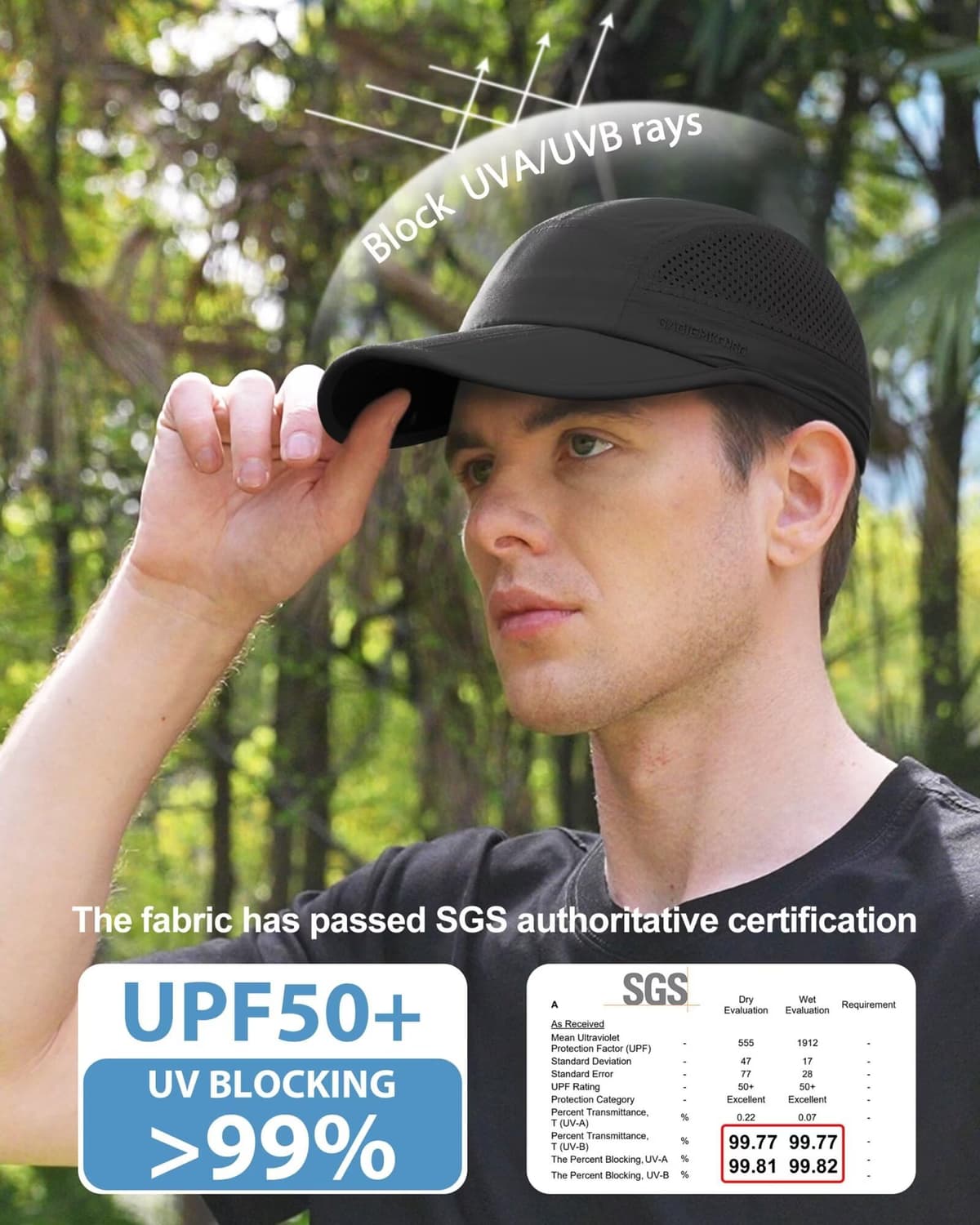 GADIEMKENSD Folding Outdoor Hat UPF 50+ Sun Protection Mesh Sport Hat — view 2