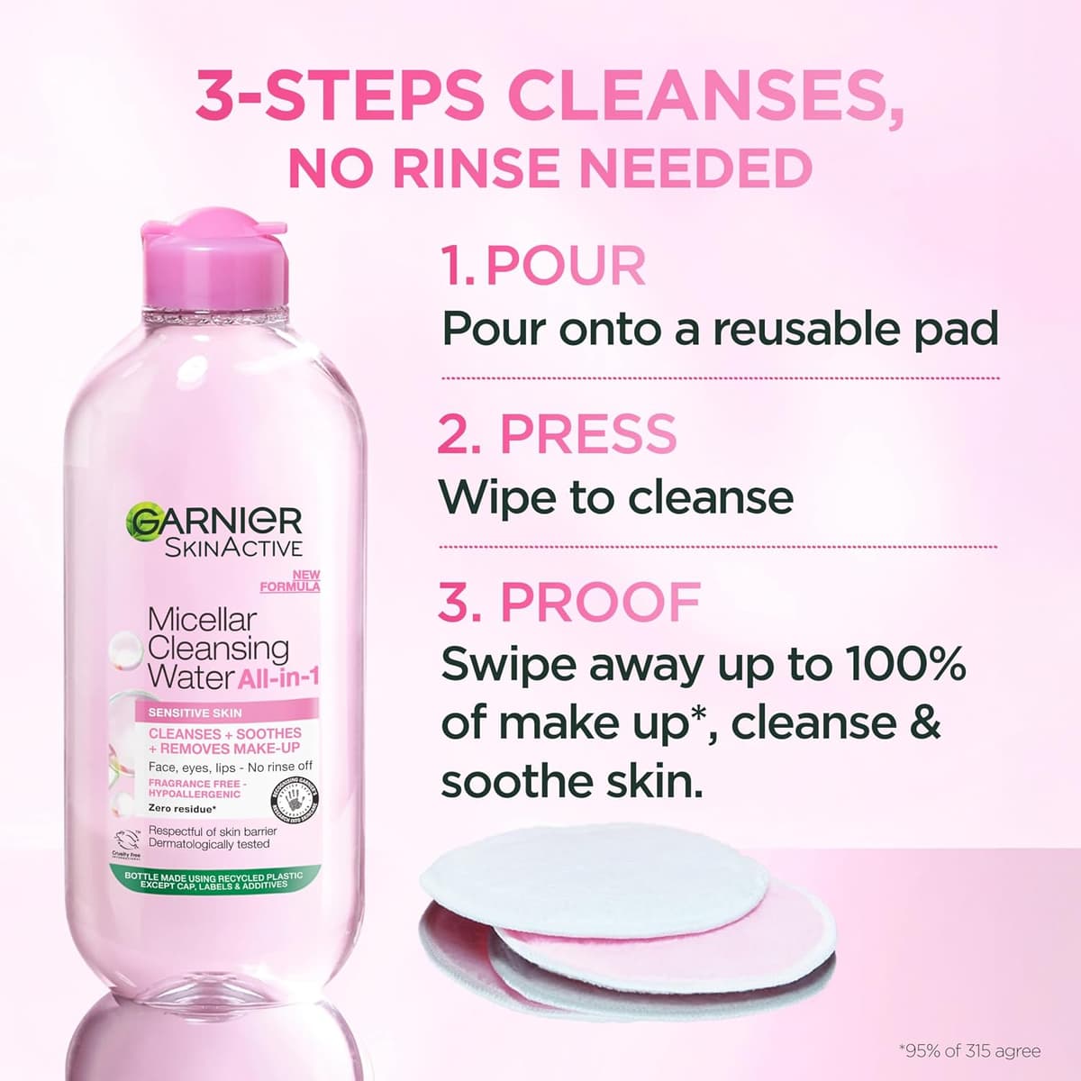 Garnier Micellar Cleansing Water 700ml, Gentle face cleanser & Make up Remover, Suitable For All Skin Types Including Sensitive Skin, Soothing Formula, Dermatologically Tested — view 7