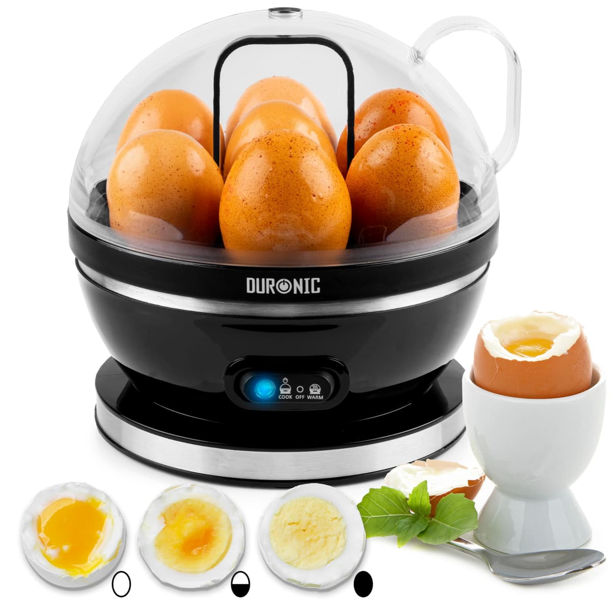 Duronic Electric Egg Boiler EB40 BK, Steamer for Eggs, Egg Cooking Machine, Automatic Egg Boiler Electronic Egg Poacher Machine for 7 Soft, Medium & Hard Boiled Eggs — view 11