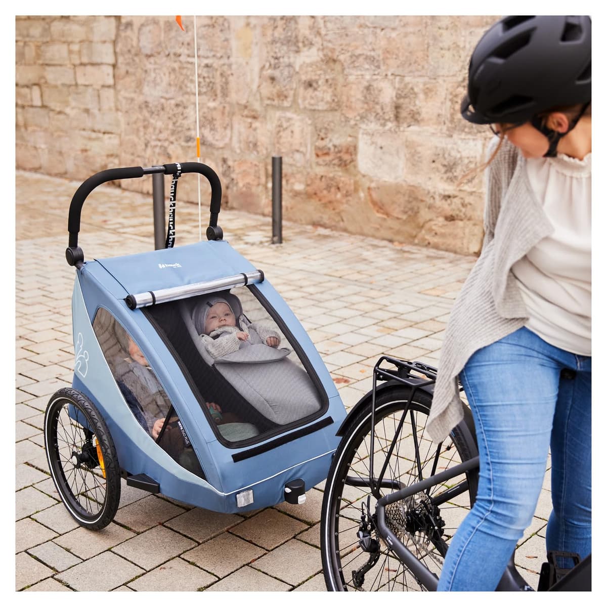 hauck Dryk Duo Plus, Black - 2in1 Kids Bike Trailer & Pushchair with Suspension 2 Seats Folding Bicycle Trailer with XL Storage, Tow Bar, Hitch, Pennant, Stroller Wheel & LED Rear Light — view 15