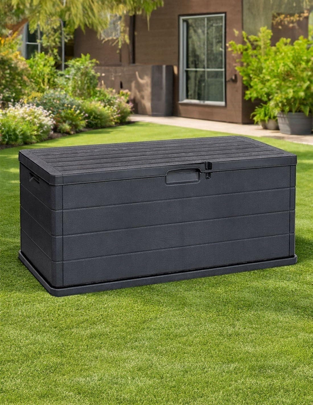 Jardin202 - Baúl Exterior Grande 170L / 340L de Resina para Jardín y Terraza | Arcón de Almacenaje | Impermeable | Resistente UV | Antracita | 340 L () | 340 L — view 4