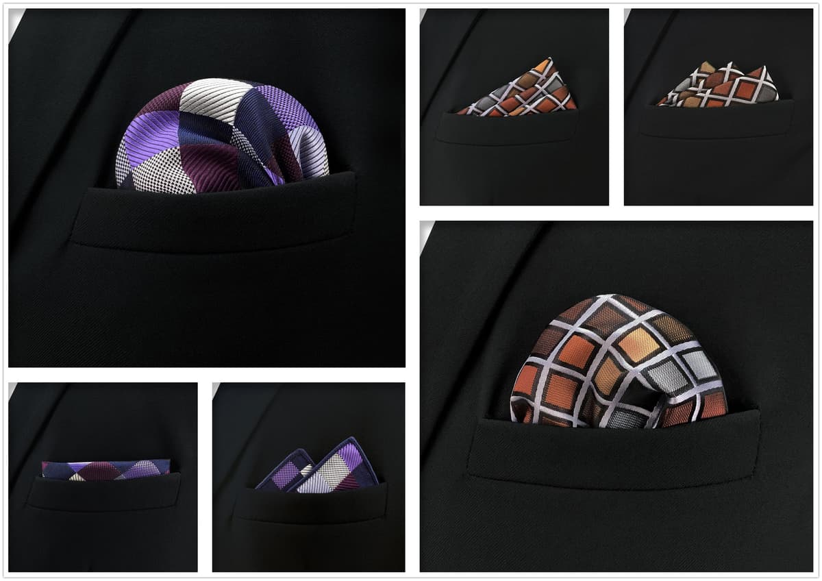 S&W SHLAX&WING 5 Pieces Pañuelo De Bolsillo Para Hombre Handkerchiefs Set para chaqueta de traje — view 3