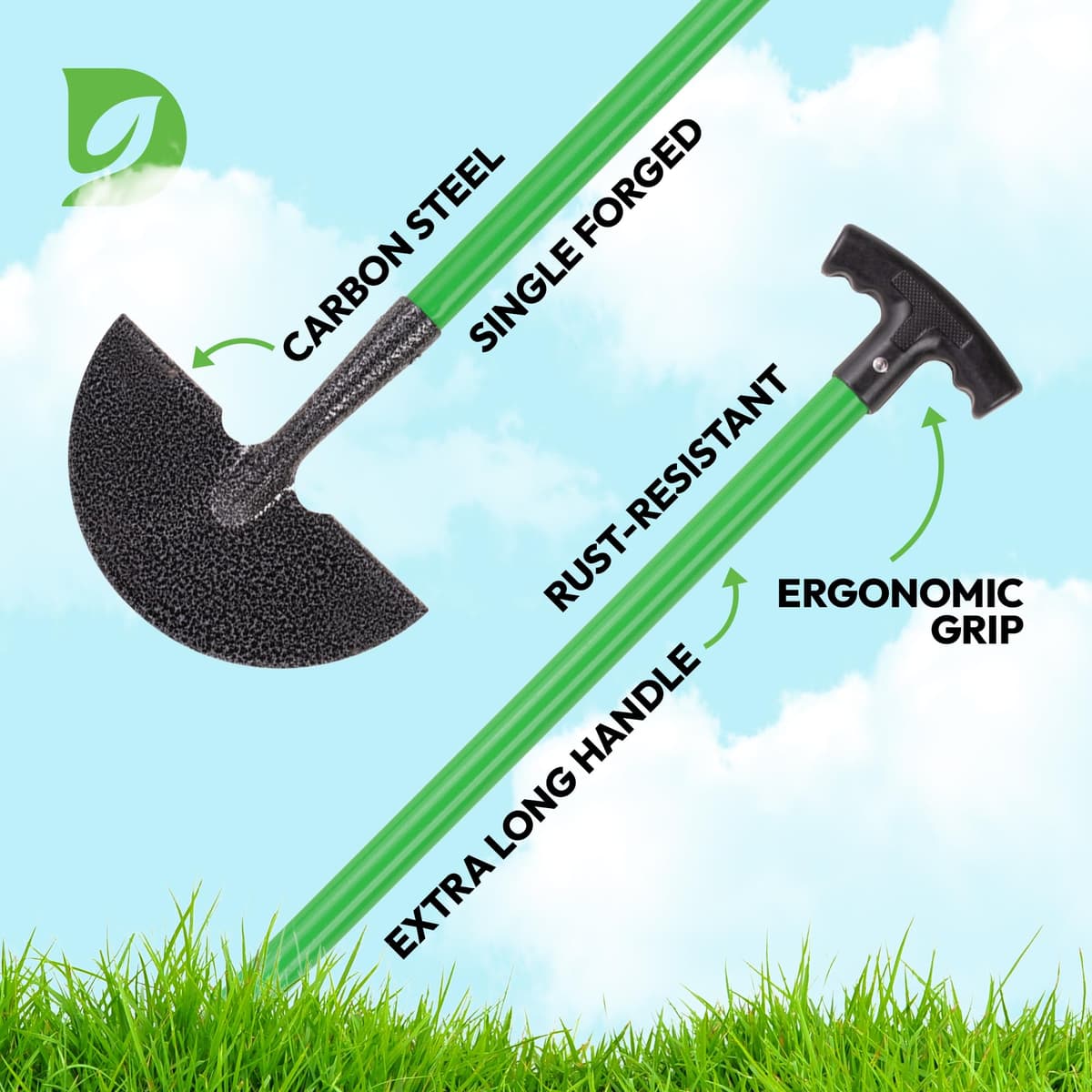 Hardys Garden Tools | Carbon Steel Lawn Edging Border Cutter & Garden Edging Tool | Half Moon Lawn Edger & Edge Trimmer with Head Step | T Handle 91cm — view 4