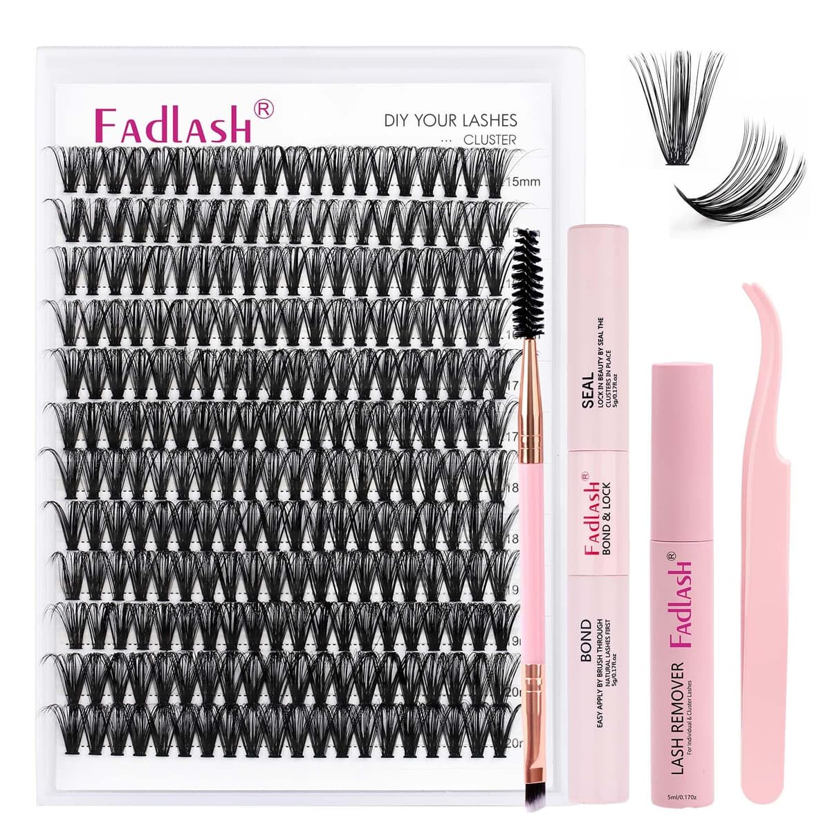 FADLASH 280pcs Extensiones Pestañas Postizas Individuales 40D Cluster Lashes 0.07mm Rizo D Mix 8-16mm Volumen Ruso Pestañas Racimo — view 133