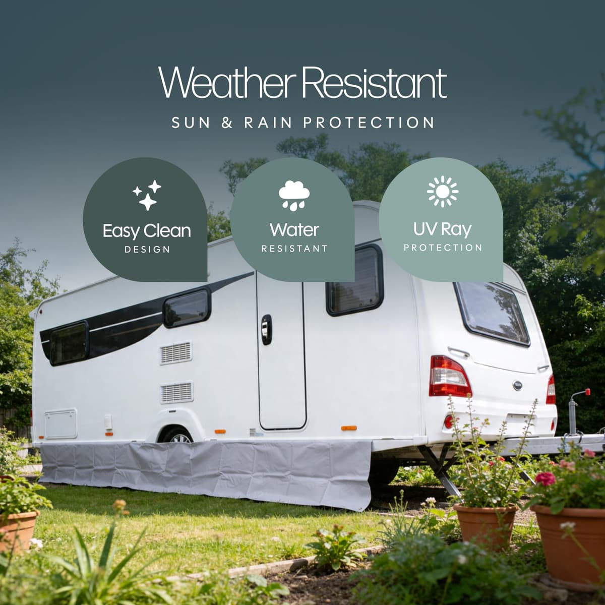 Luxury Caravan Draught Skirt 5m x 500mm – UV-Resistant PVC Weatherproof Awning Skirt with Reinforced Edging, Motorhome & Touring Caravan Wind and Draught Protection — view 4