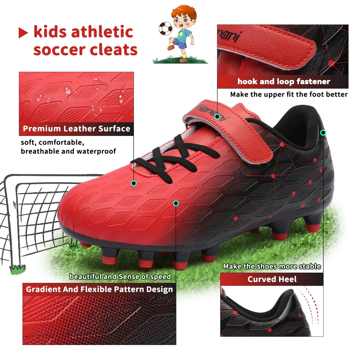 Boys Football Boots Shoes Kids Girls FG/AG Soccer Athletics Training Sport Running Shoes Profession Competition Teenager Indoor Outdoor Cleats Sneakers for Unisex — view 3