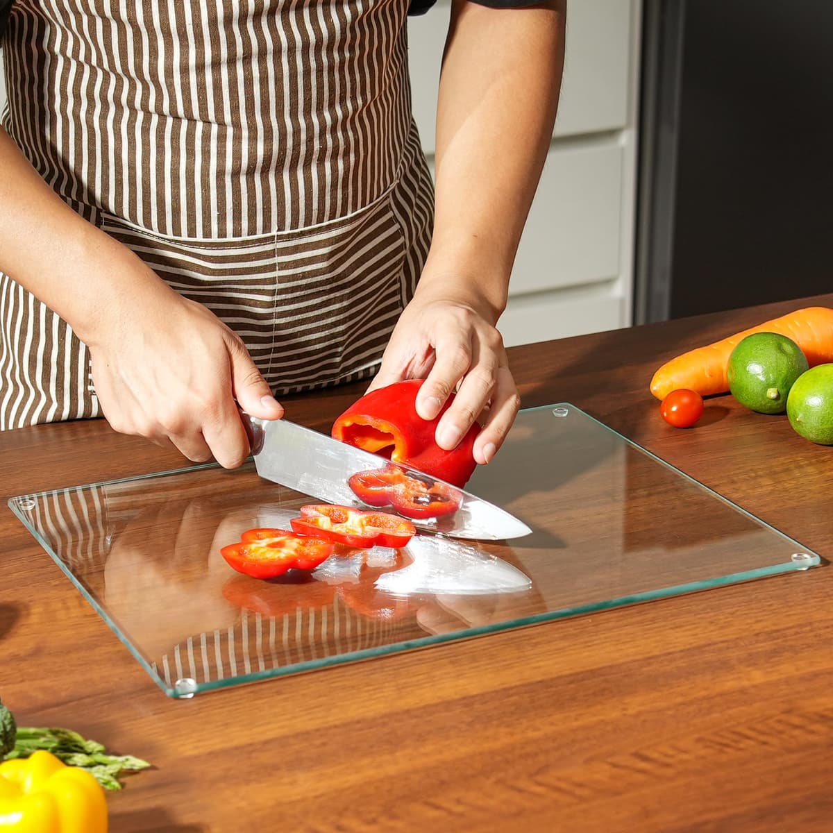 Tabla de Cortar de Vidrio 40 x 30 cm: Protector de Encimera de Vidrio para Cocina - Vidrio Templado Duradero e Higiénico, Resistente a Arañazos - TRANSPARENTE — view 7