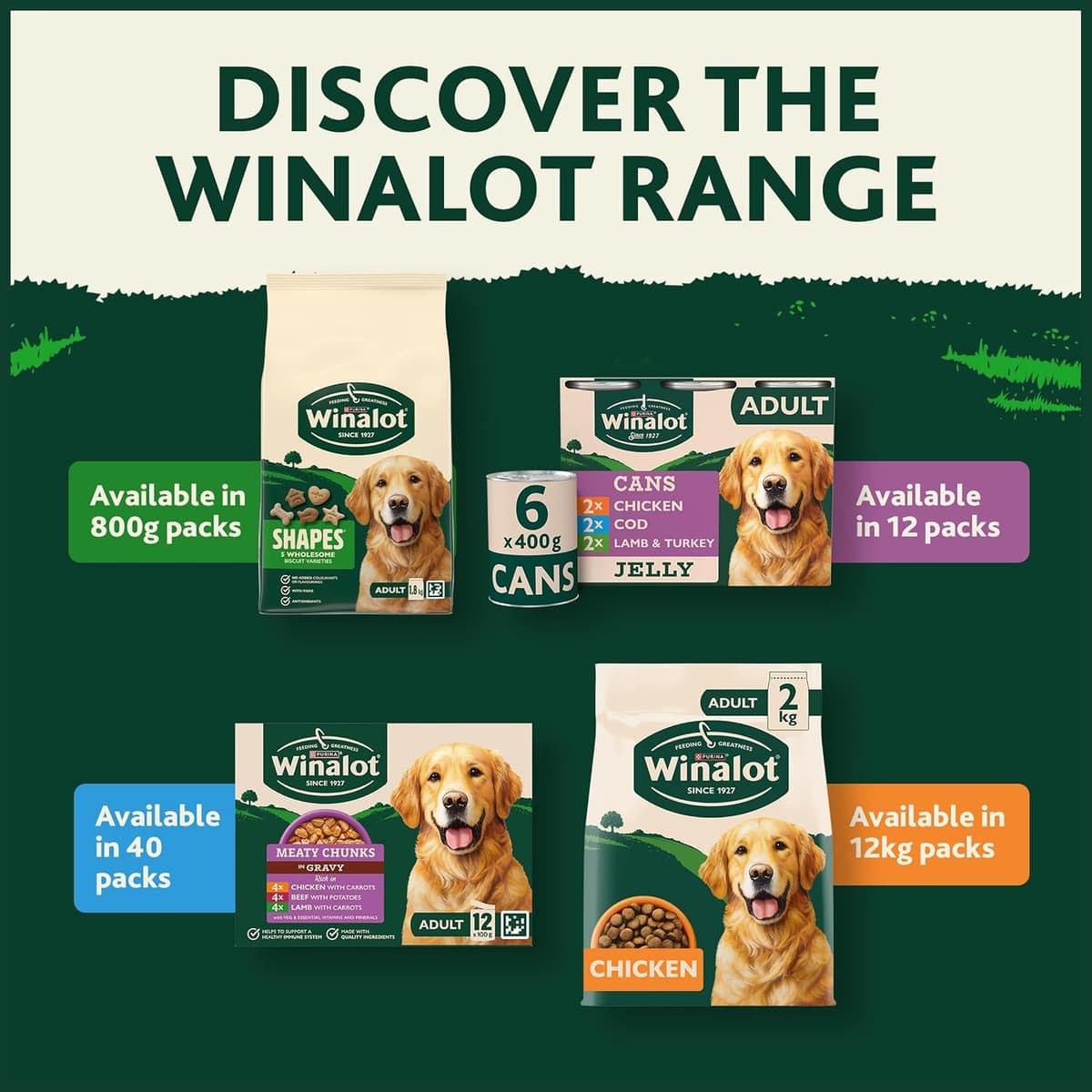 WINALOT Meaty Chunks Adult Wet Dog Food Mixed in Jelly Beef, Chicken, Lamb 40x100g Pouches Meaty Chunks Mixed in Jelly 100 g (Pack of 40) — view 6