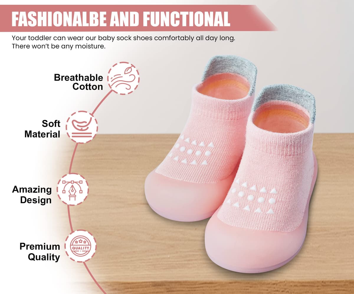 Baby Shoes Boys Girls First Walking Shoes Non Slip Soft Sole Sneakers Toddler Infant Babygirl Sock Shoes — view 7