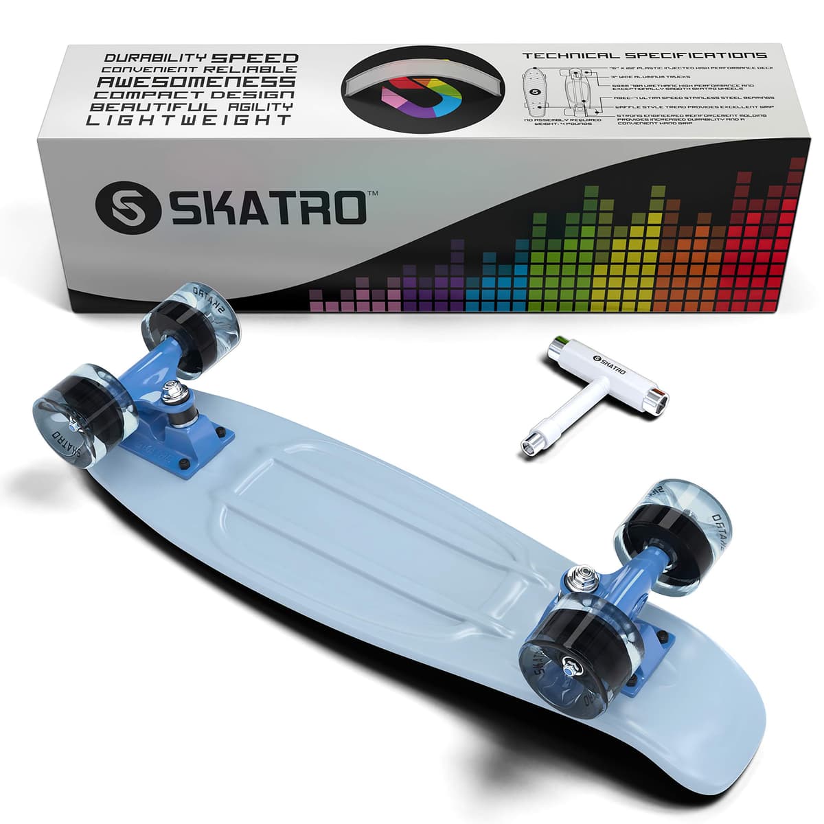 Skatro - Monopatín de Tabla Corta. Tabla de plástico de Estilo Retro de 26 cm. Viene Completo — view 4
