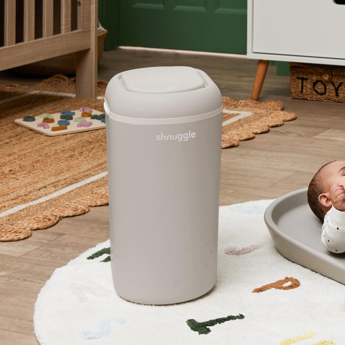 Shnuggle Eco-Touch - Cubo de pañales (cubo de pañales) | Sistema de eliminación de pañales ecológico | Sin recargas costosas - Utiliza cualquier bolsa | Bloqueo de olor de doble sellado | Fácil de — view 5