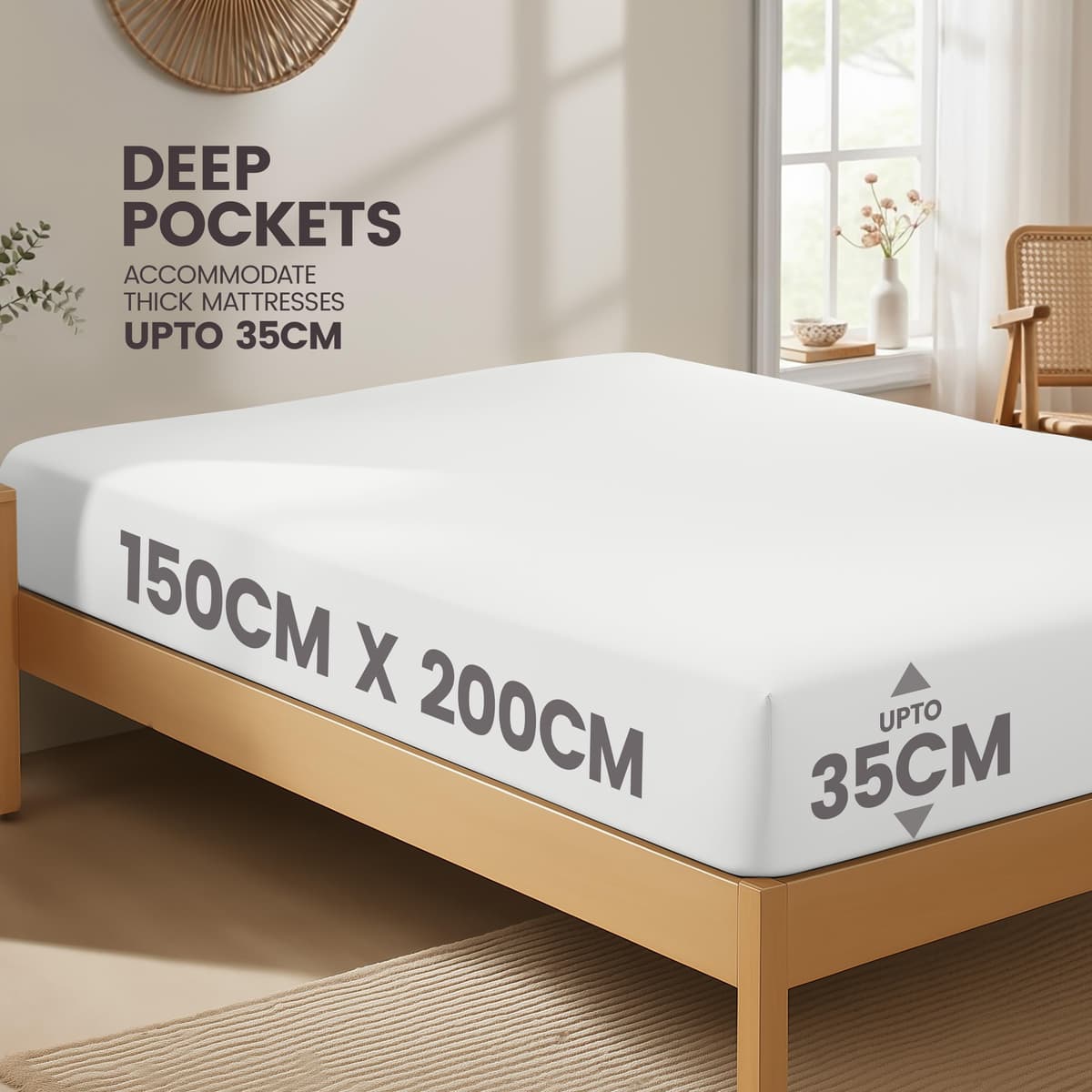 Utopia Bedding Fitted Sheet King, White - Deep Pocket 14 inch (35 cm) - Easy Care - OEKO-TEX Certified - Soft Brushed Microfibre Fabric - Shrinkage and Fade Resistant - Bottom Sheet — view 2