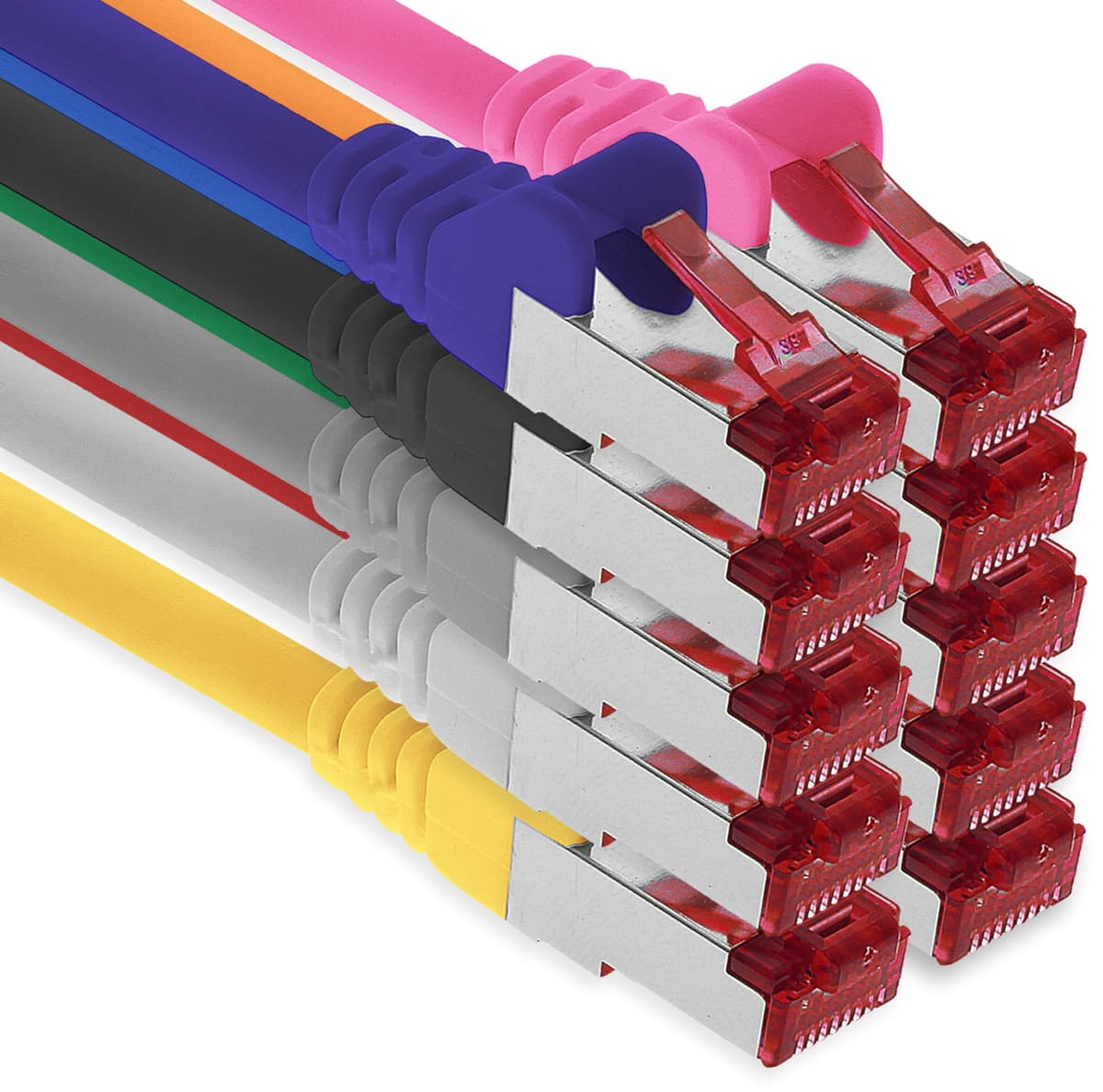 1aTTack.de - 1x 10m CAT6 patch cable S/FTP PIMF shielding CAT.6 RJ45 network cable Ethernet cable DSL LAN router switch modem patch panel - blue - 1 piece — view 39