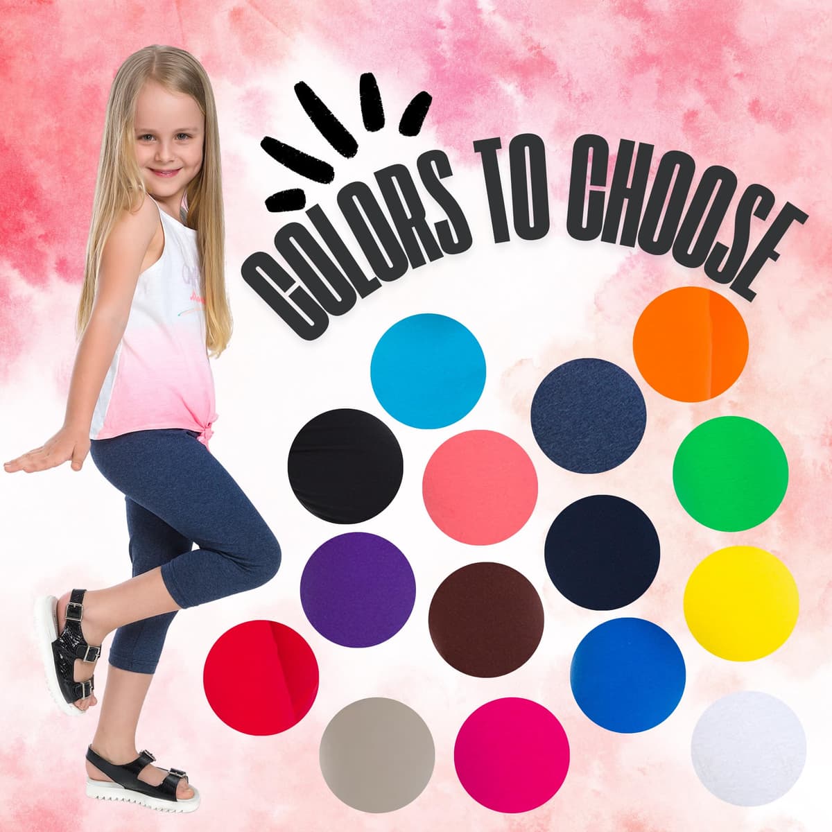 hi!mom Girls Cropped Leggings 3/4 Lenght - Cotton Basic Opaque Stretchy Dance Sport School Summer Capri Leggings - Pants for Kids Leggings — view 2
