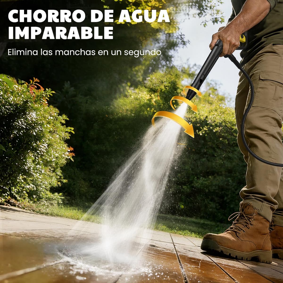 Espoma Hidrolimpiadora de Alta Presión, 120 Bar, Caudal de 380 l/h, área de Trabajo 30 m²/h, Ideal para Hogar, Jardín y Coche –Incluye Manguera de 7m, Bomba de Aluminio, Radio de Acción 12m — view 4