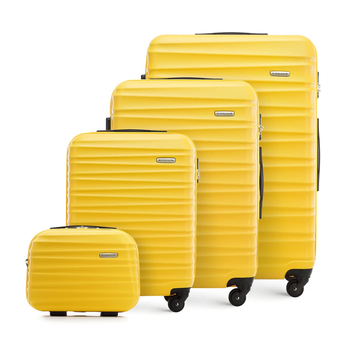 WITTCHEN Maleta Grande Trolley ABS rígido para facturación con 4 Ruedas giratorias Cerradura de combinación asa telescópica Groove Line Negro Ryanair/Vueling/Iberia/easyJet/Iberia Express — view 85