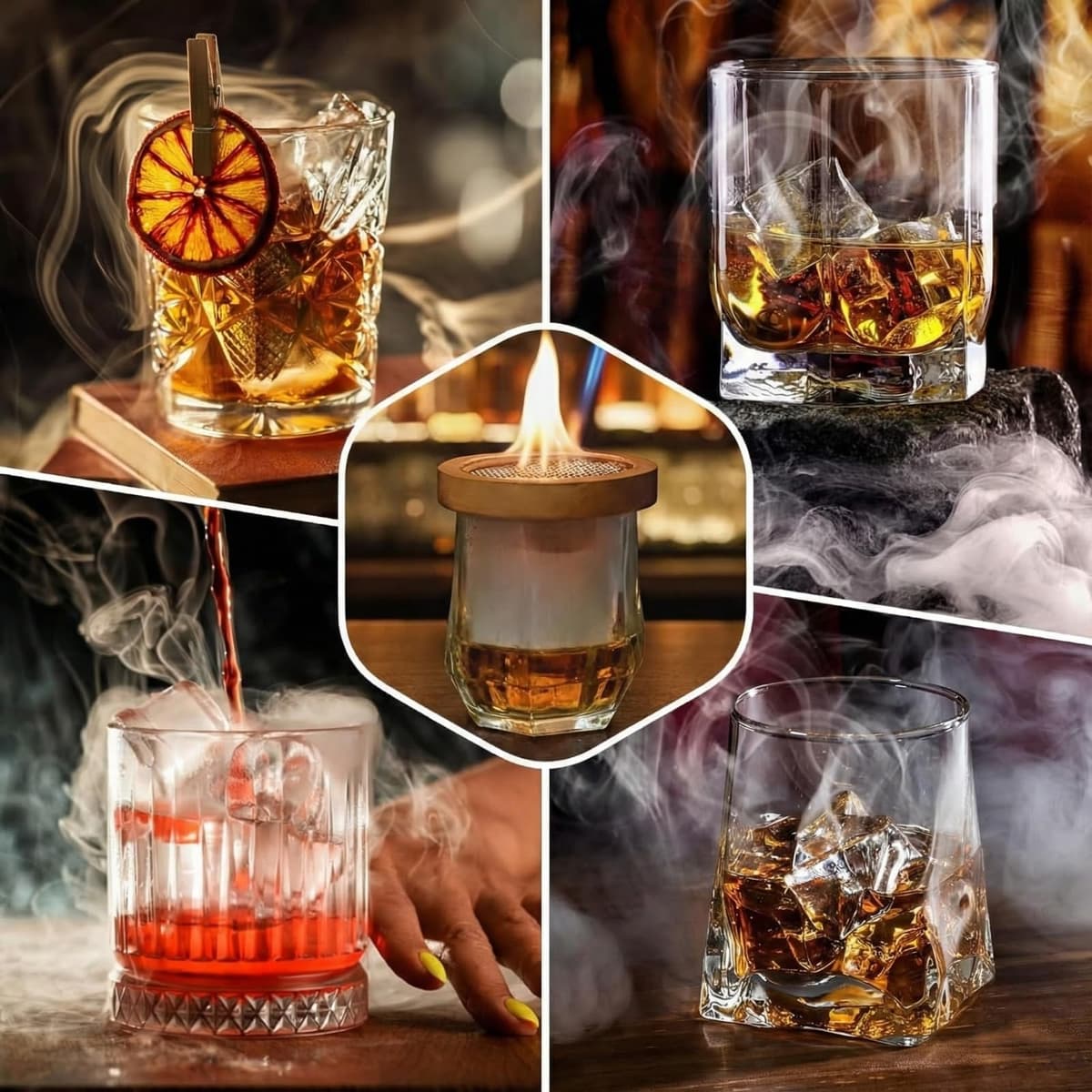 Kit Ahumador para Whisky - Set con 8 Aromas de Madera y Piedras para Whisky - Accesorios Bar para Cócteles y Regalo Hombre Padre y Novio — view 3