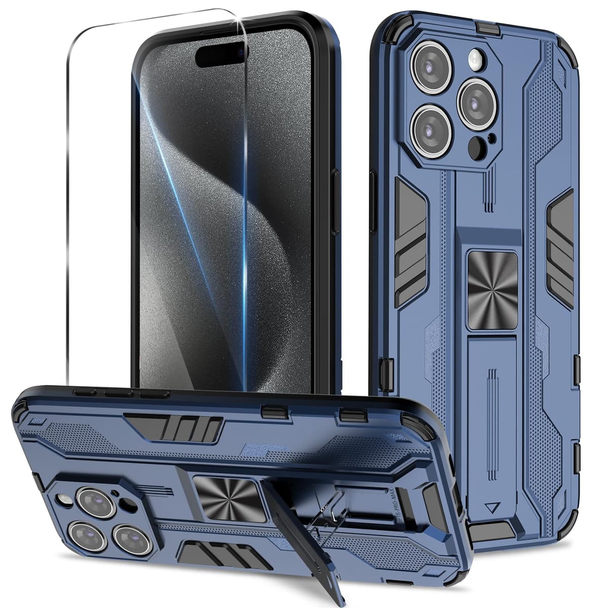 Funda para CMF Phone 2 Pro, Carcasa Antigolpes con Soporte anular metálico, Case Protectora de Grado Militar, Negro — view 1458