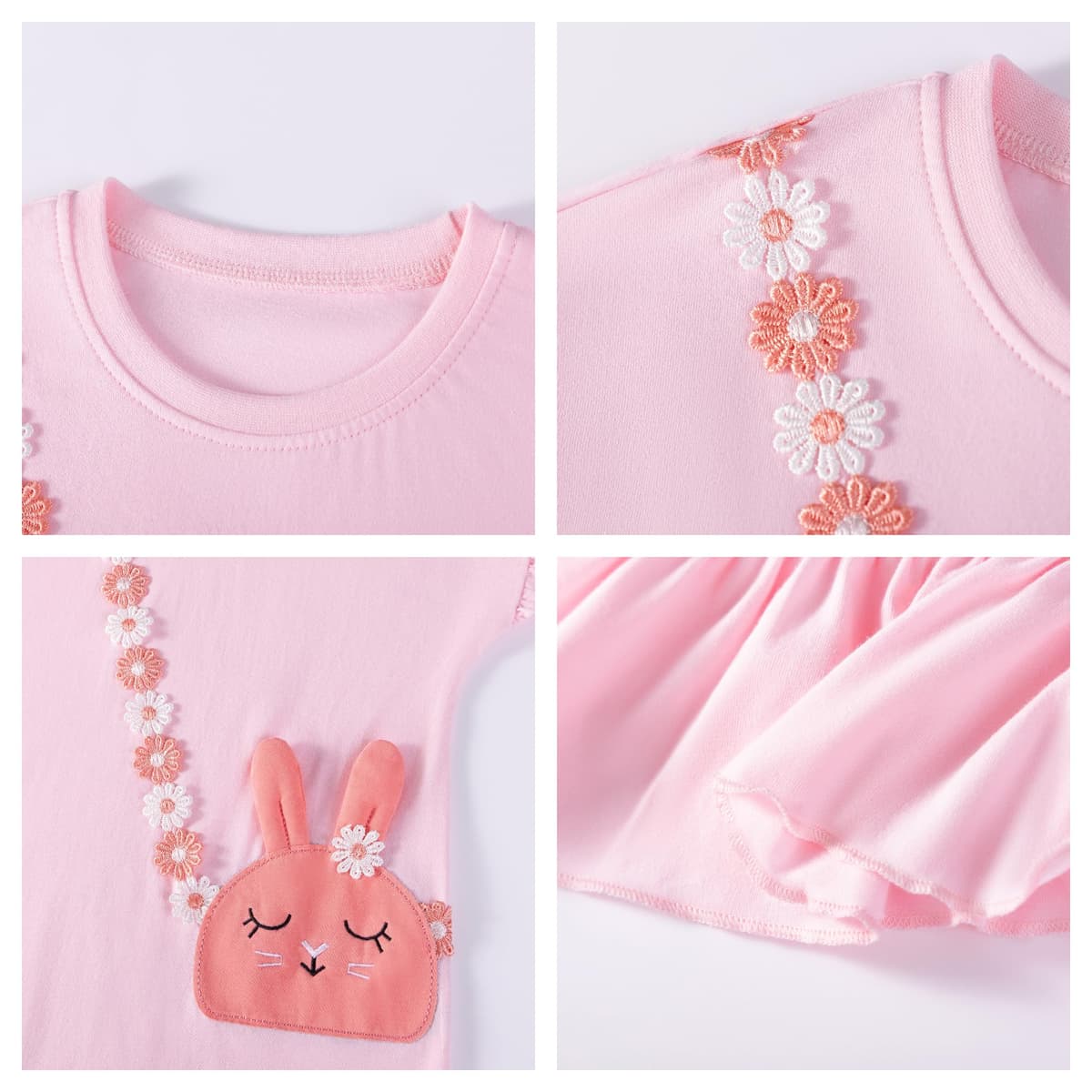 Vestido Niña Unicornio Vestidos Manga Algodón Animal Flores Verano Casual Vestido 2-8 Años — view 6