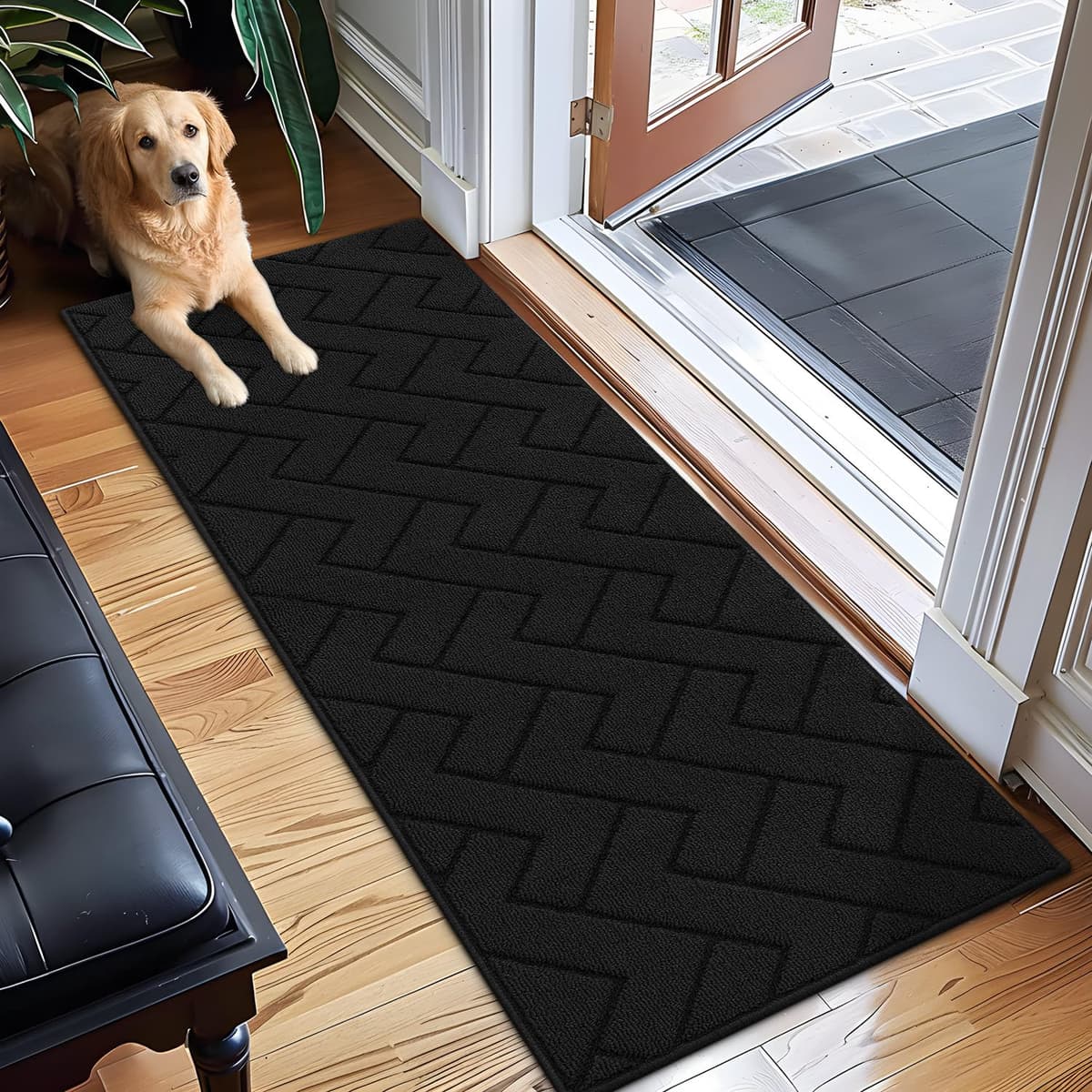 Biscpro Door Mats Indoor,Dirt Trapper Mat Absorbent Non-Slip Low Profile Doormat for Entrance,Inside, Kitchen,Front Door Mat Washable for Pets and Dogs— 50x80cm,Grey — view 12